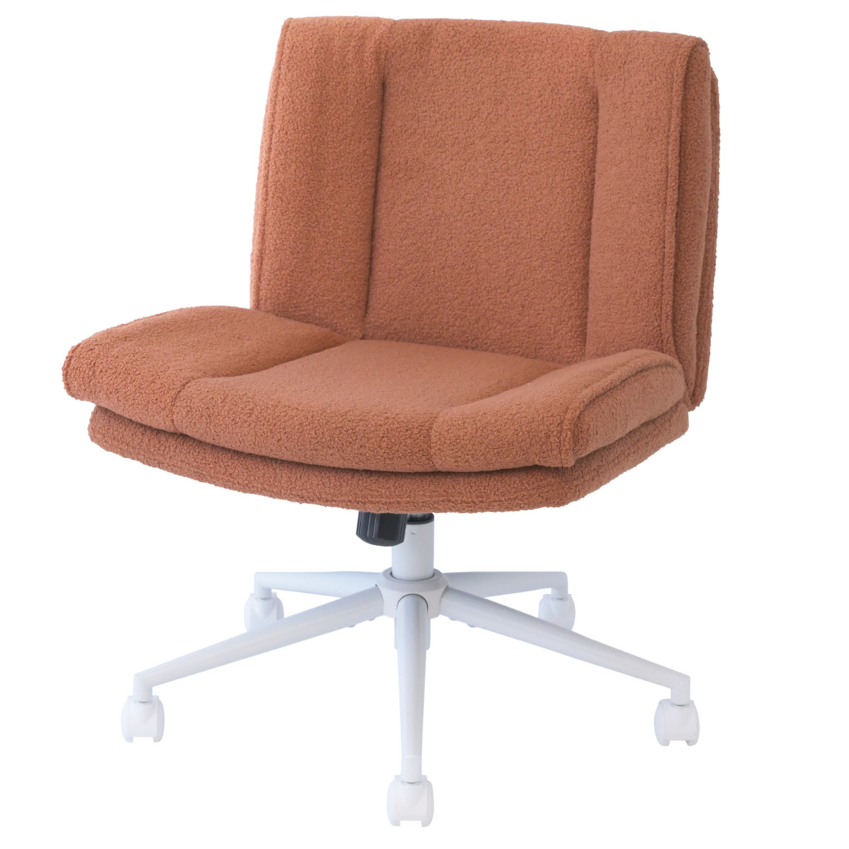 オフィスチェア あぐら 座面幅61cm OURLY あぐらチェア ( ワークチェア パソコンチェア 座面 広い ロッキング機能 高さ調節 回転 肘なし ゲーミングチェア フリース生地 レザー調 ドレッサー チェア アームレスト キャスター付き ) 【ブラウン】 ブラウン