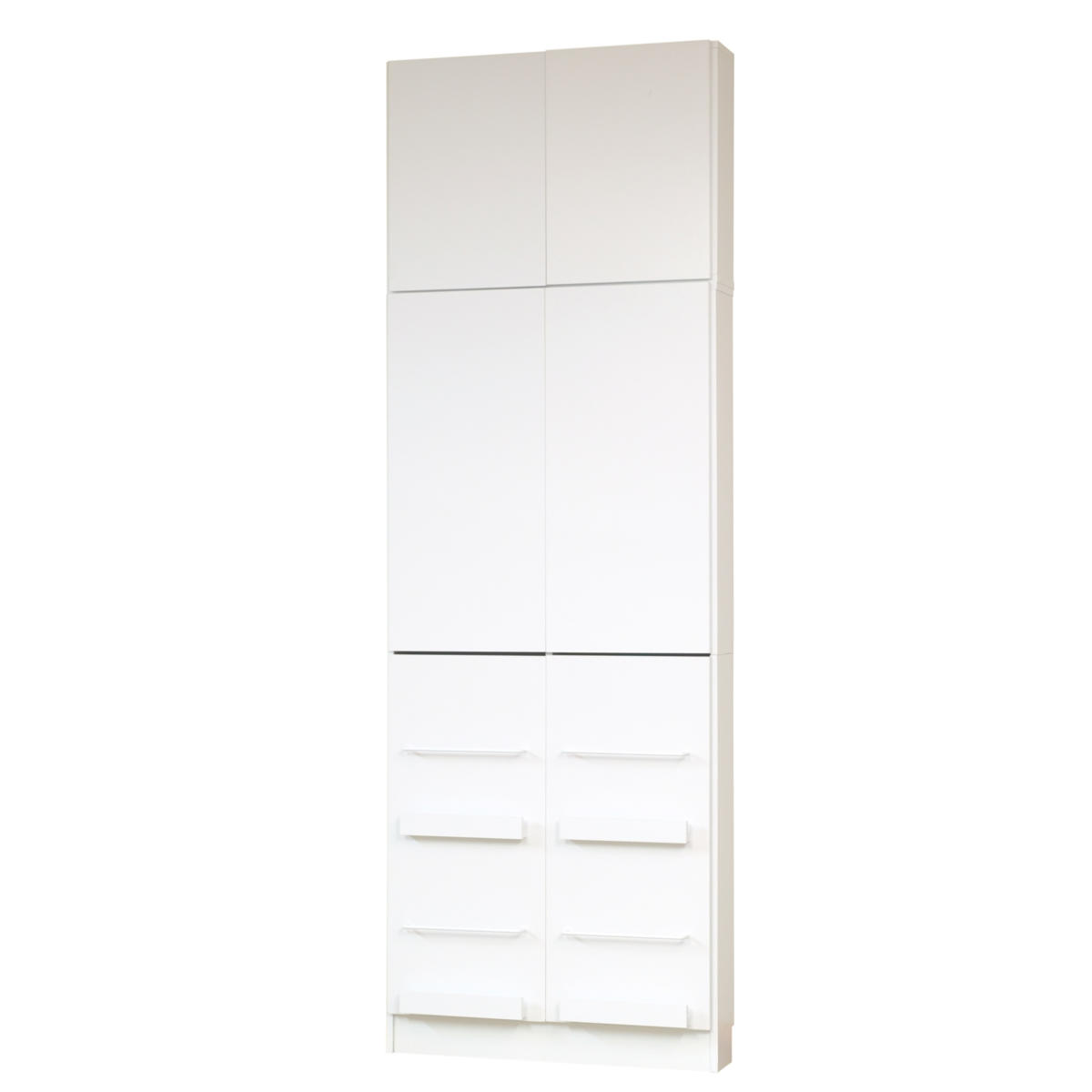 本棚 幅81cm 上置きセット 1cmピッチ ディスプレイラック スリム 薄型 扉付棚 ( ラック 棚 1cm刻み 可動棚 奥行スリム 上置き棚 飾り棚 ディスプレイ 雑誌 壁面 大容量 ダークブラウン ホワイト ライトブラウン ) 【ホワイト】 ホワイト