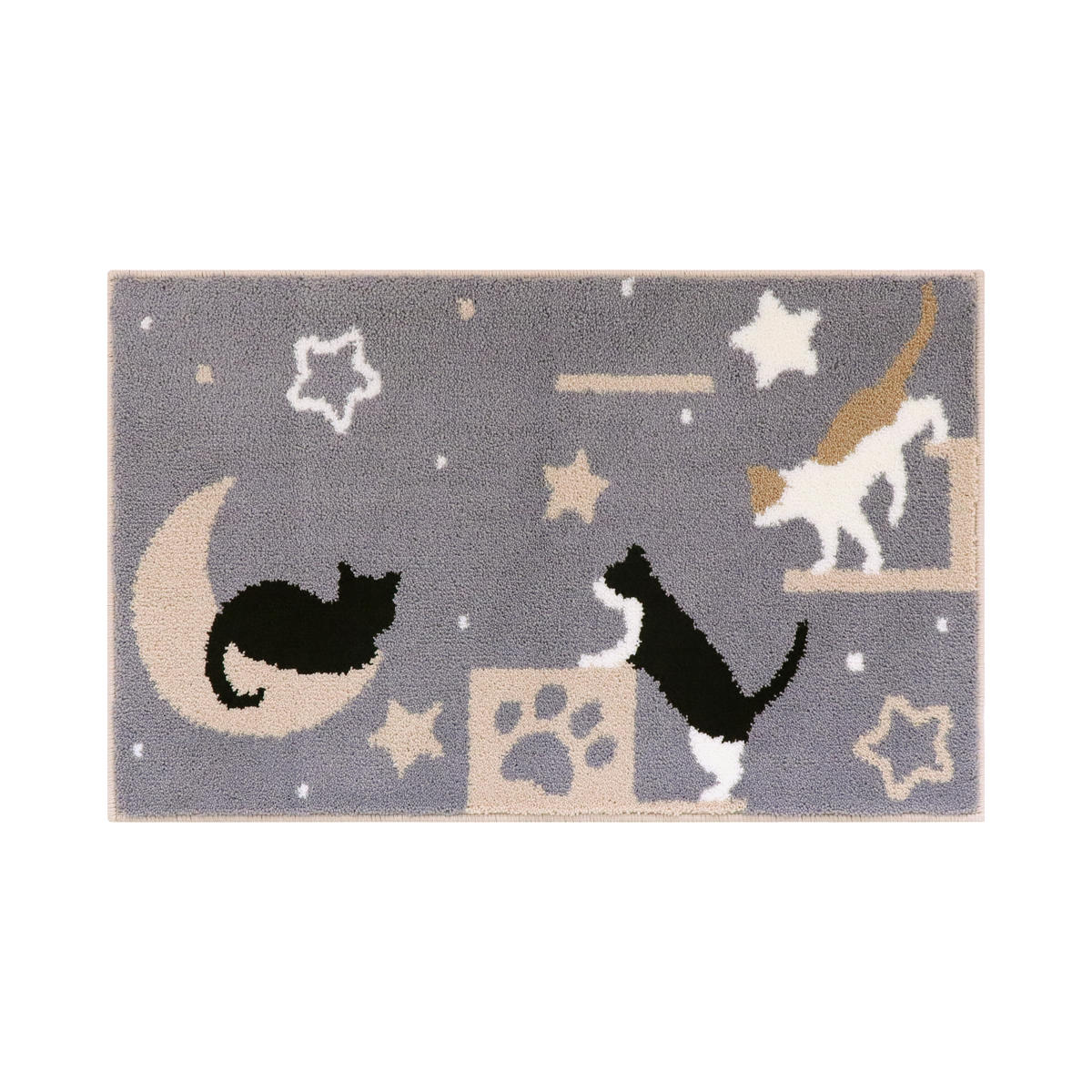 キッチンマット インテリアマット キャットストリート 50×80cm ( マット フロアマット マルチマット 玄関マット ラグマット 抗菌 キッチン ミニキッチン 洗面所 室内 ラグ 滑り止め加工 かわいい ネコ 猫 ) 【グレー】 グレー