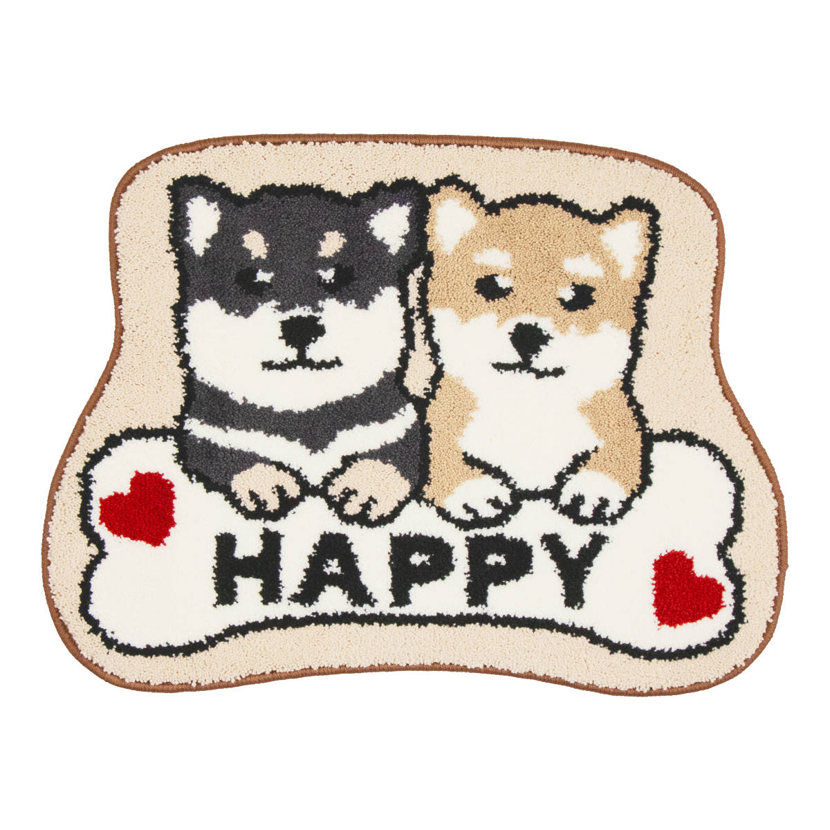 玄関マット 室内 マルチマット 45×60 ( 洗える 滑り止め かわいい コンパクト ふかふか 抗菌加工 幅60cm マット ラグ トイレ 寝室 ペット 洗濯機で洗える インテリア 洗面 チワワ 豆しば ハチワレ 猫 ) 【豆しば】 豆しば