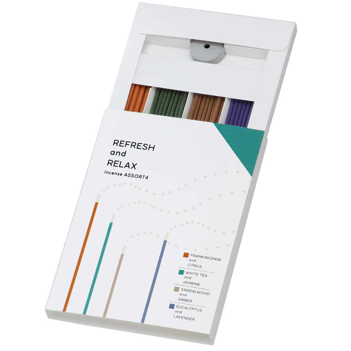 お香 香る線香 アソート 4種 各20本 ( 日本製 スティック フレグランス 香り 癒やし 癒し スティック型 インセンススティック 香立て付き おしゃれ インセンス 持続時間20分 室内香 リラックス 玄関 リビング ルームフレグランス ) 【リフレッシュ×リラックス】 リフレッシュ×リラックス