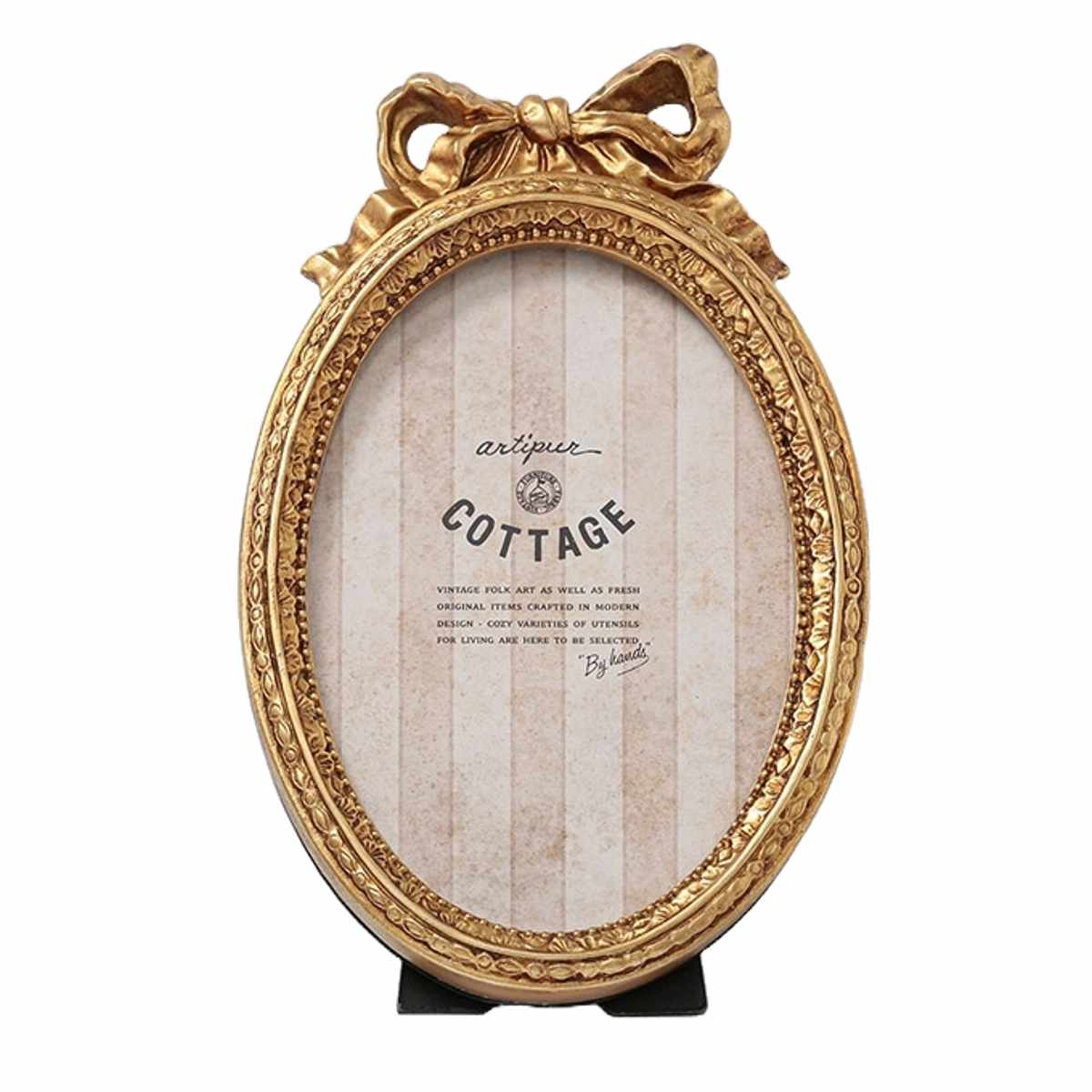 フォトフレーム オーバルリボンフォトフレーム レジン ( 写真立て 写真 フレーム 楕円形 アンティーク調 ウエディングフォト 置き型 幅12cm リボン 壁掛け ウェルカムスペース ディスプレイ 写真フレーム 写真入れ ウエディング ) 【ゴールド】 ゴールド