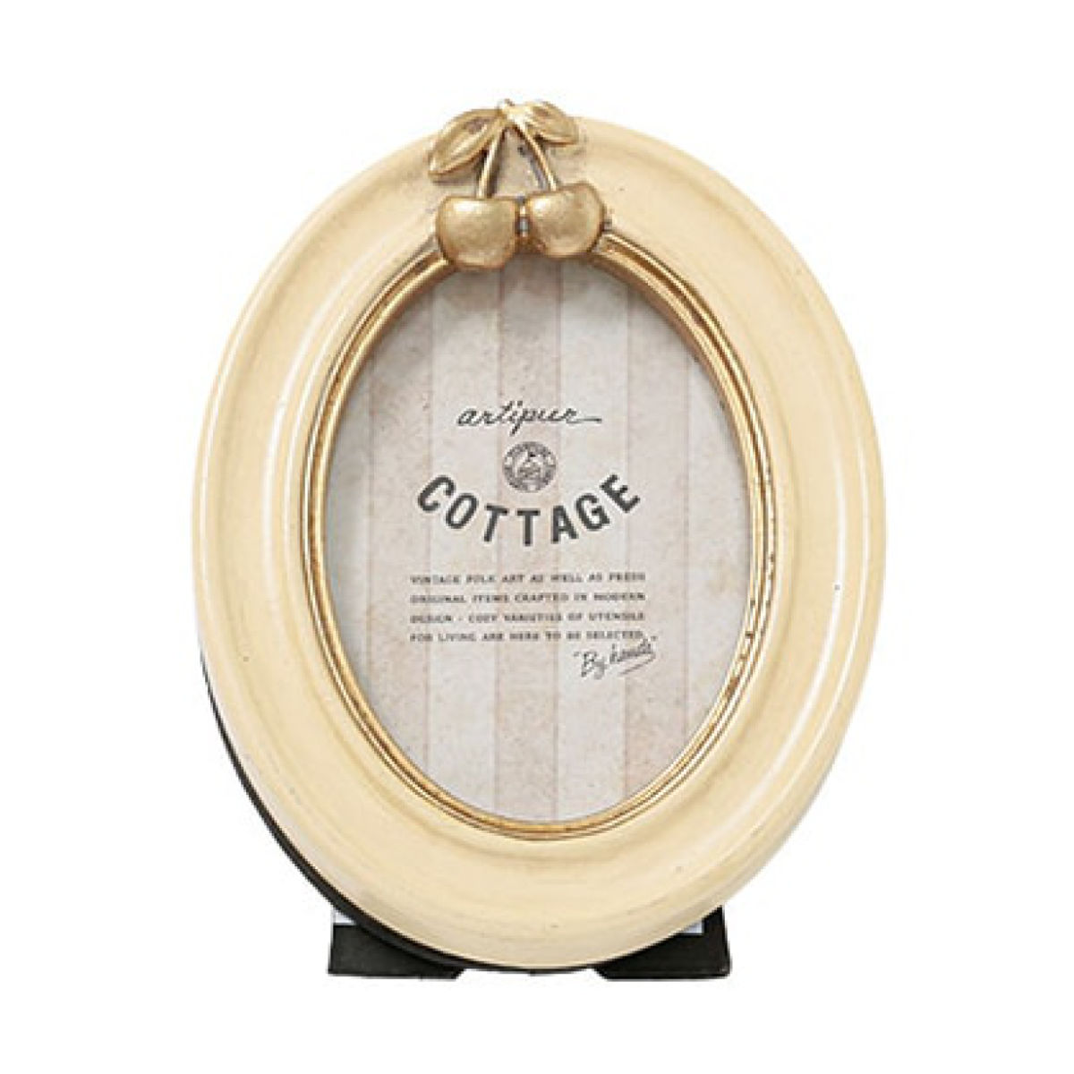 フォトフレーム チェリーオーバルフォトフレーム レジン ( 写真立て フォトスタンド 写真 フレーム ミニ 小さめ さくらんぼ 幅9cm 楕円形 アンティーク加工 チェリーフレーム 手のひらサイズ 壁掛け 置き型 ウエディングフォト ) 【クリーム】 クリーム