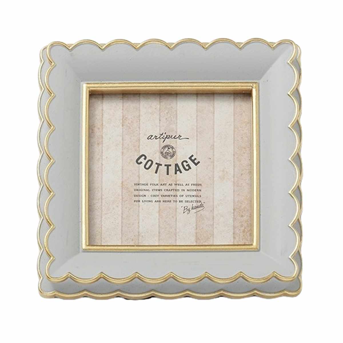 フォトフレーム スクエア波形フォトフレーム スクエア レジン ( 写真立て フォトスタンド 写真 フレーム ミニ 小さめ ましかく 正方形 幅15cm かわいい アンティーク調 ましかくプリント 壁掛け 置き型 ウエディングフォト ) 【グレー】 グレー