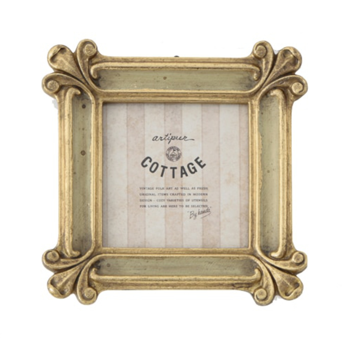 フォトフレーム スクエアミニフレーム レジン ( 写真立て フォトスタンド 写真 フレーム ミニ 小さめ ましかく 正方形 幅12.5cm アンティーク調 ウエディングフォト ましかくプリント 壁掛け 置き型 ウェルカムスペース ) 【グリーン】 グリーン