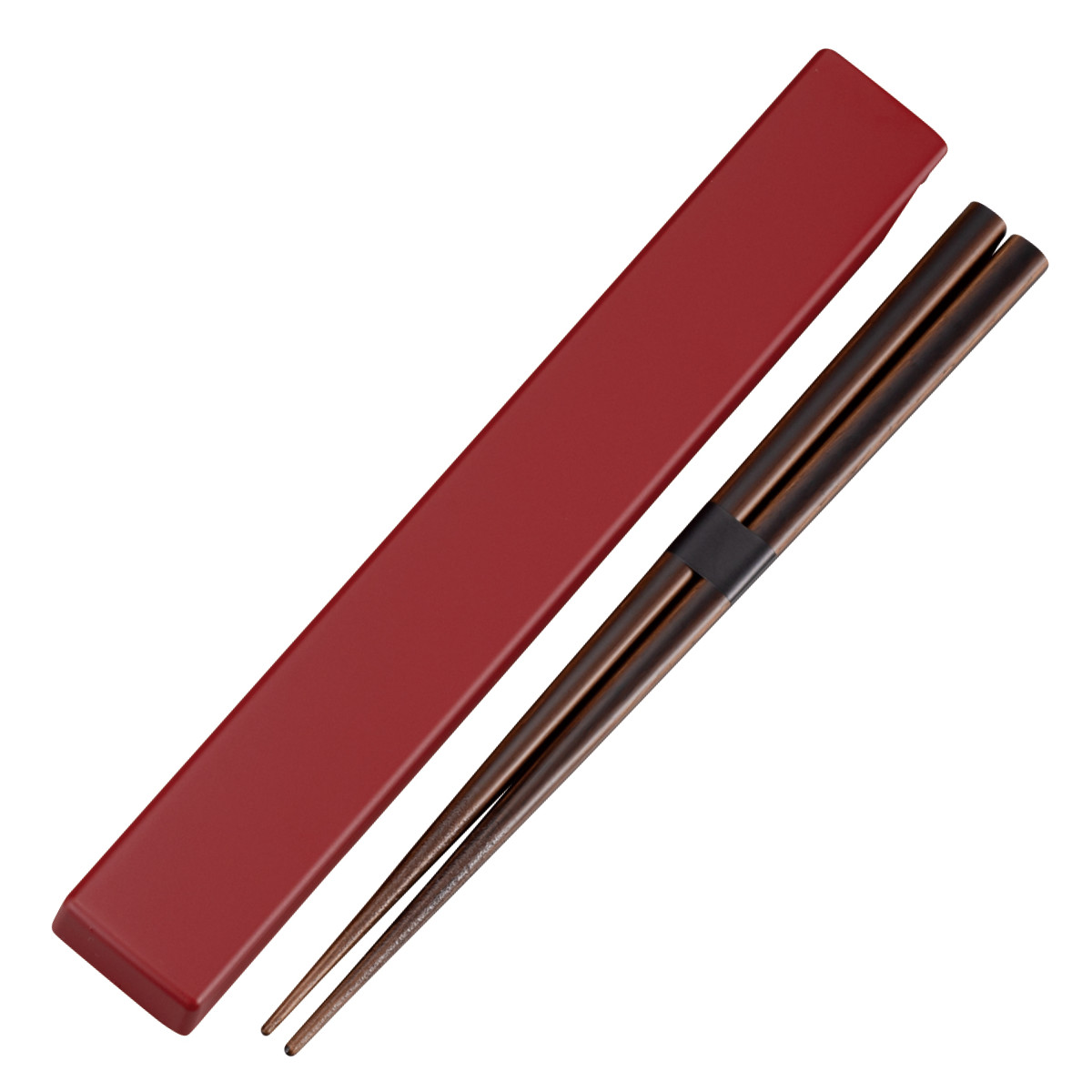 箸箱セット 日本伝統色 箸箱&抗菌箸 ( お箸 食洗機対応 箸箱 セット 抗菌 18cm 大人 天然木 スライド式 日本製 食洗機OK カトラリー お弁当用 給食 携帯用 はし箱 木製 天然木製 抗菌加工 ) 【古代朱】 古代朱