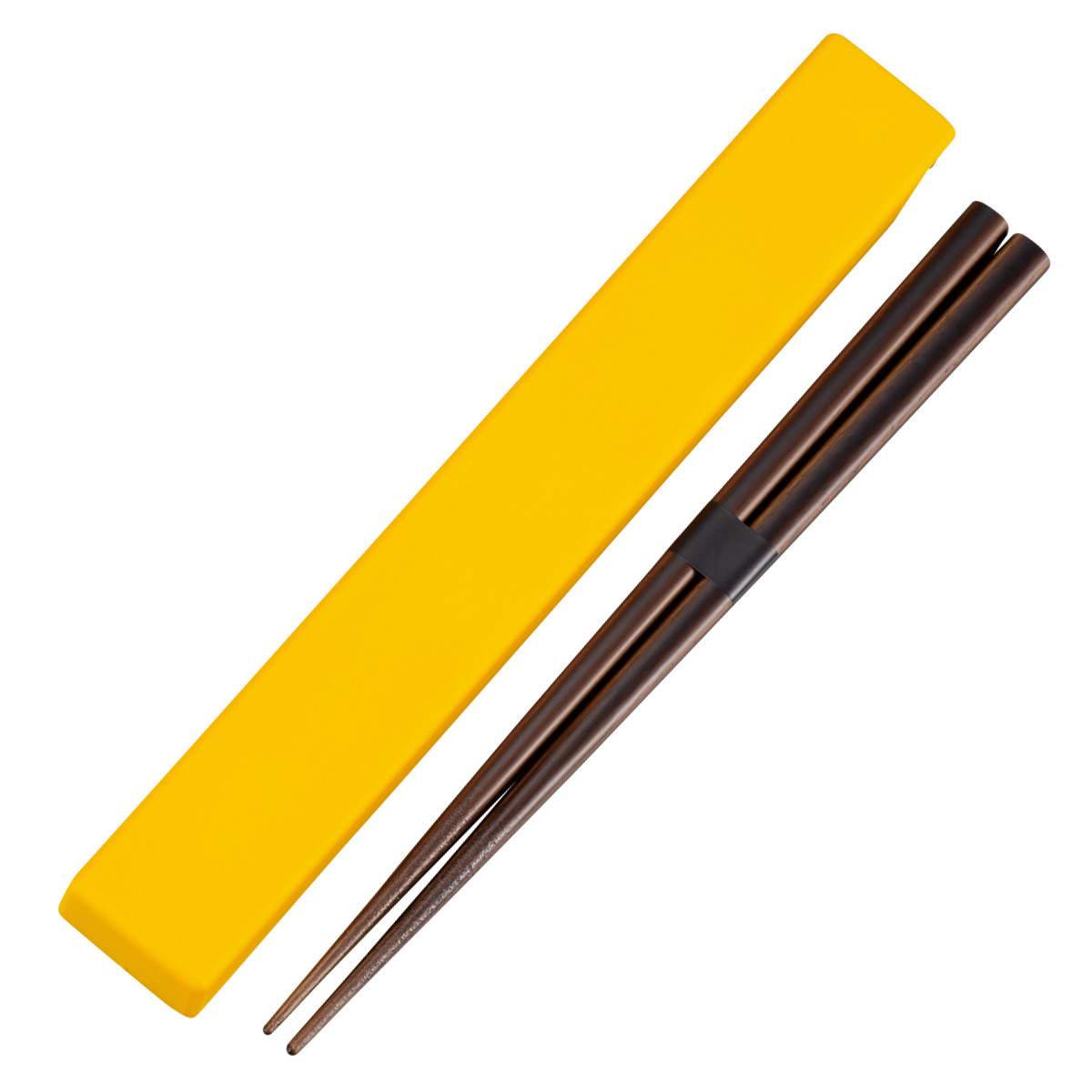 箸箱セット 日本伝統色 箸箱&抗菌箸 ( お箸 食洗機対応 箸箱 セット 抗菌 18cm 大人 天然木 スライド式 日本製 食洗機OK カトラリー お弁当用 給食 携帯用 はし箱 木製 天然木製 抗菌加工 ) 【山吹色】 山吹色