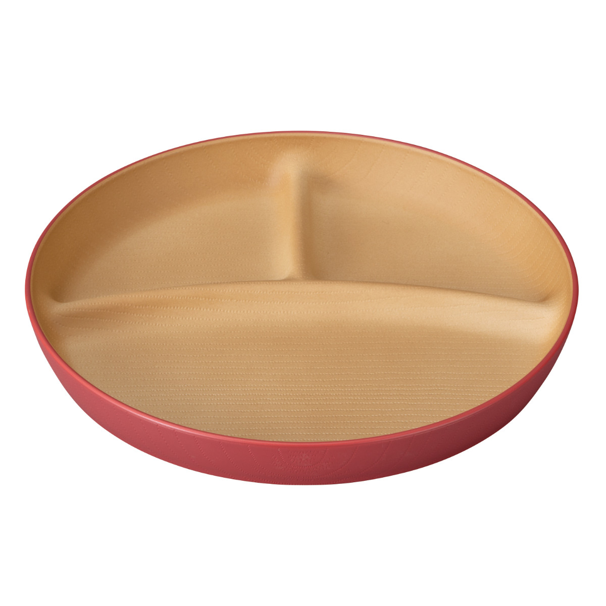 キッチンプレート やさしい彩り キッズ プレート 同色3枚セット ( 21.cm 日本製 電子レンジ対応 食洗機対応 ランチプレート 仕切皿 丸 仕切り皿 おしゃれ かわいい 3つ仕切り 軽い 割れにくい ラウンド ランチ皿 ワンプレート ) 【あかね】 あかね