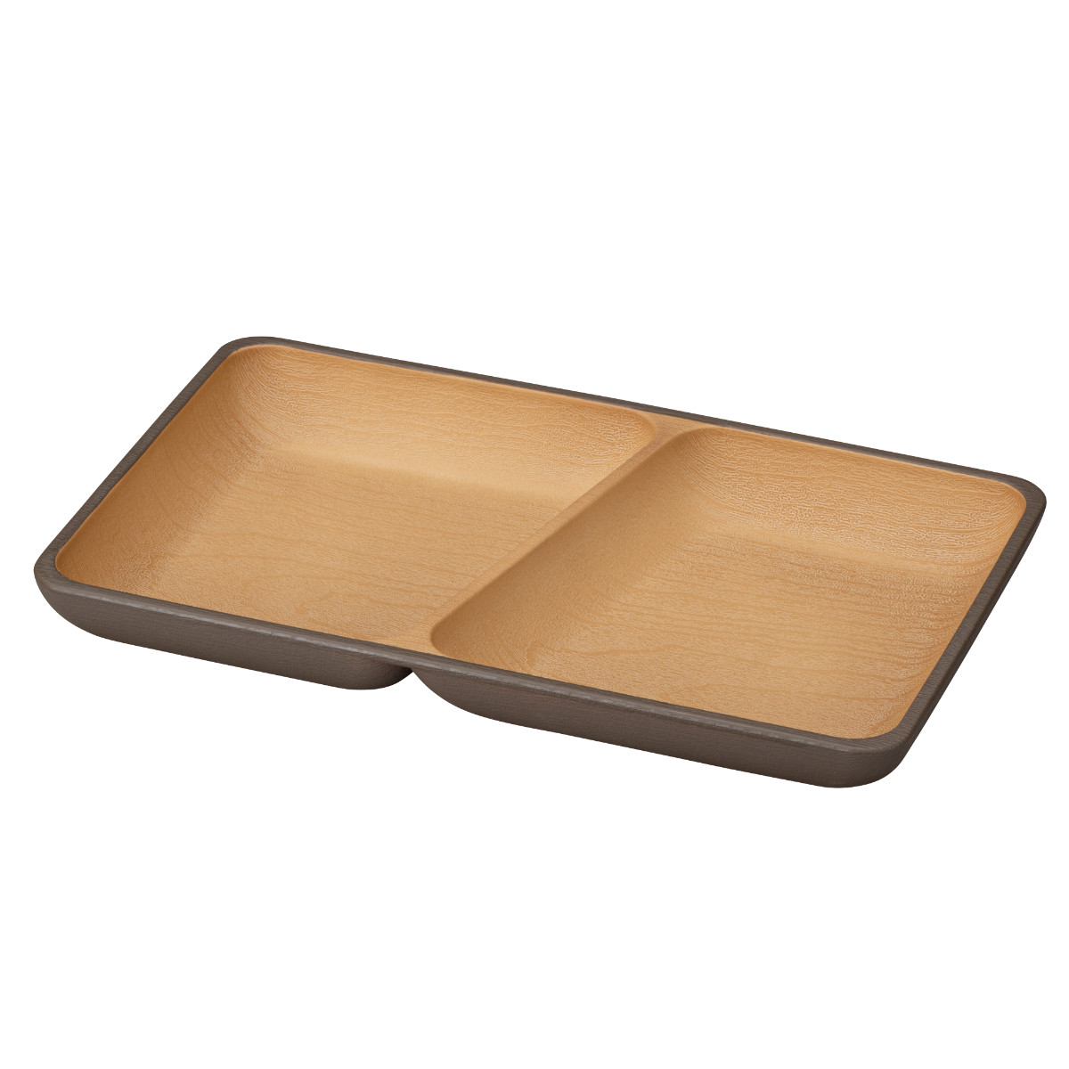 プレート earth color 抗菌 スクエア ( BPAフリー 日本製 電子レンジ対応 食洗機対応 ランチプレート 皿 お皿 仕切り皿 ランチ皿 おしゃれ かわいい 軽い 割れにくい 2つ仕切り 24cm 子ども 介護 抗菌加工 木目調 ) 【ダークブラウン】 ダークブラウン