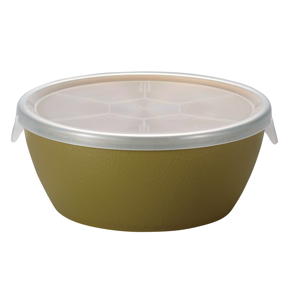ボウル earth color 抗菌 ラップフリーボウル ( BPAフリー 日本製 電子レンジ対応 食洗機対応 保存容器 器 うつわ ふた付き おしゃれ かわいい 軽い 割れにくい つくり置き 抗菌加工 アースカラー 木目調 ) 【オリーブ】 オリーブ