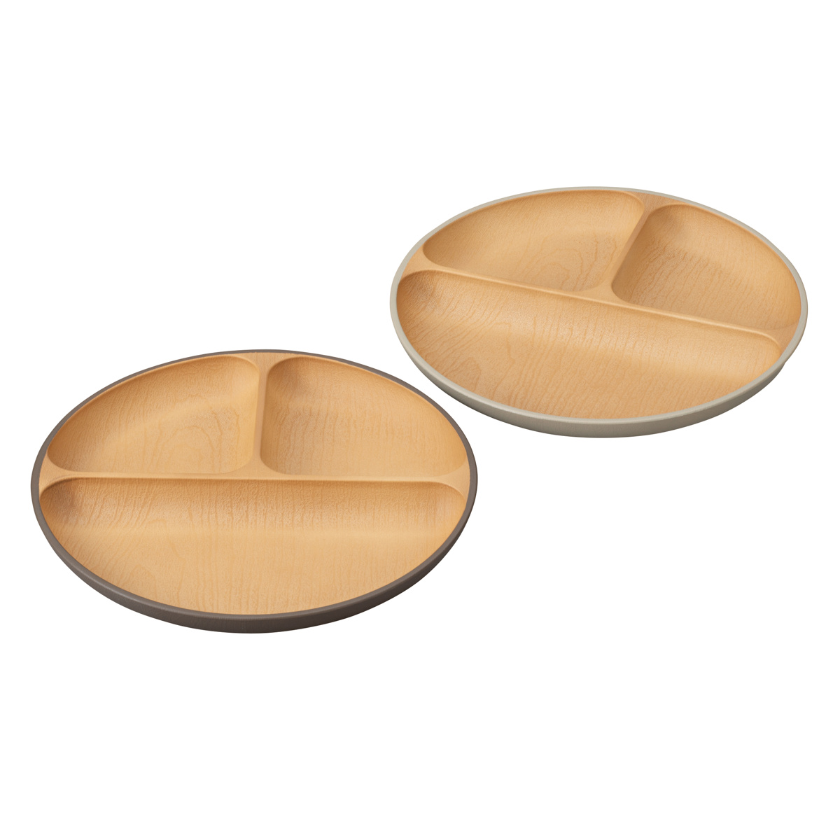 ランチプレート earth color 抗菌 丸 2枚入 ( BPAフリー 電子レンジ対応 食洗機対応 日本製 プレート お皿 皿 25cm おしゃれ かわいい シンプル 仕切り皿 ランチ皿 ワンプレート 軽い 割れにくい 丈夫 3つ仕切り )