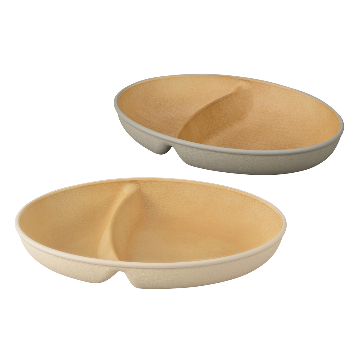 ランチプレート earth color 抗菌 小判 ランチ 2枚入 ( BPAフリー 電子レンジ対応 食洗機対応 日本製 プレート お皿 皿 24.5cm おしゃれ かわいい シンプル 仕切り皿 ランチ皿 ワンプレート 軽い 割れにくい 丈夫 2つ仕切り )