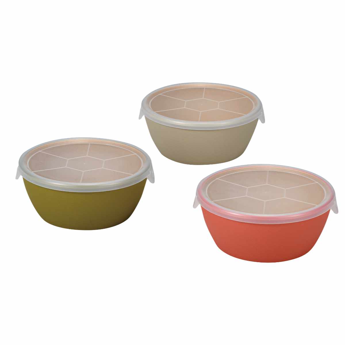 ボウル earth color ラップフリーボウル 3個入 ( BPAフリー 日本製 抗菌 電子レンジ対応 食洗機対応 ふた付き 保存容器 おしゃれ かわいい 軽い 割れにくい つくり置き 抗菌加工 アースカラー 木目調 )