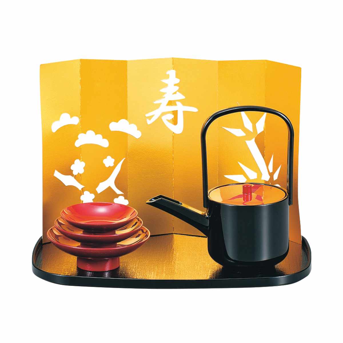 屠蘇器 コンパクト屠蘇器セット 寿 ( 日本製 酒 とそき おとそ 銚子 盃 お盆 コンパクト 新春 お祝い イベント とそ器 国産 酒器 迎春 )