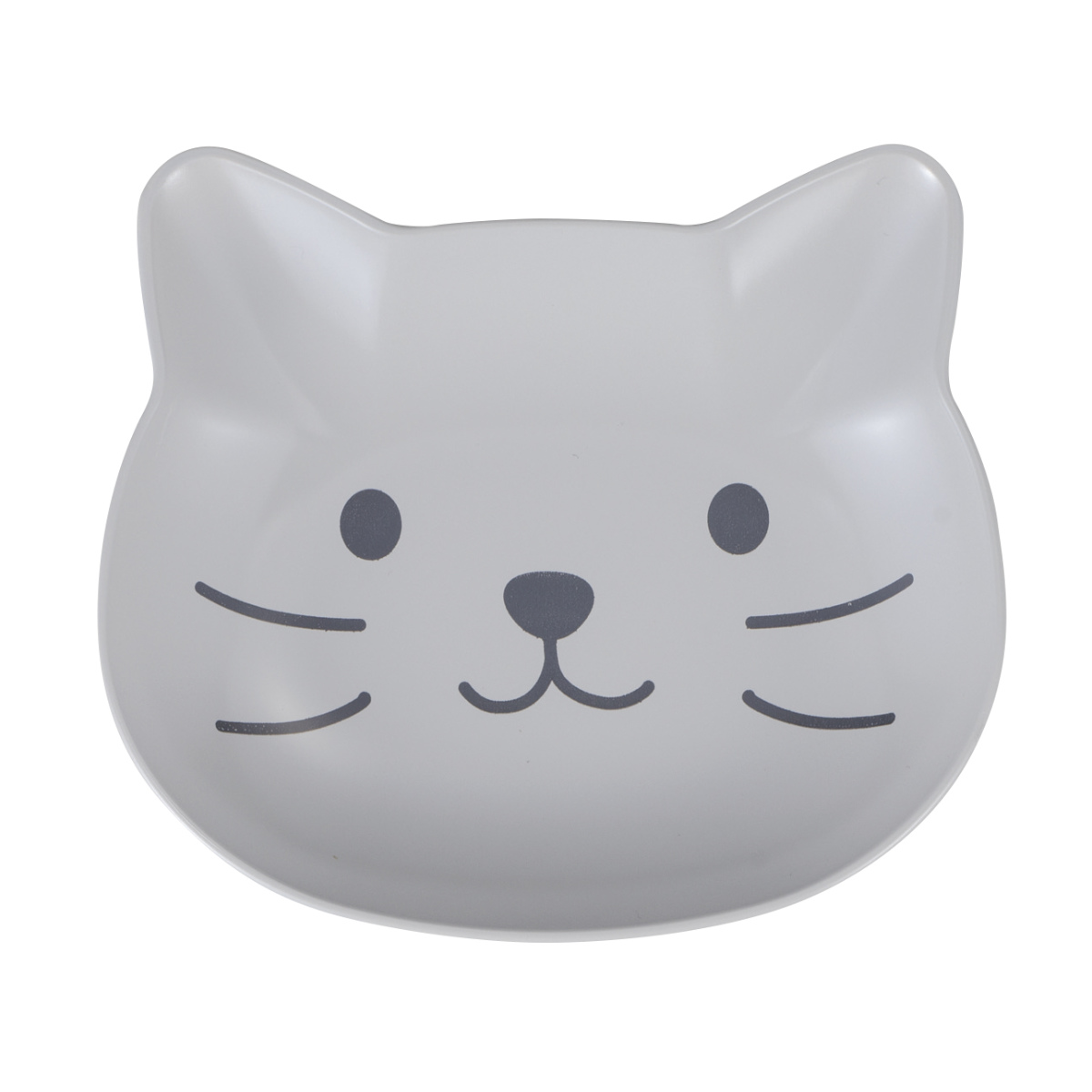 catte face 抗菌 プレート ( BPAフリー 日本製 皿 小皿 お皿 電子レンジ対応 食洗機対応 猫 ネコ ねこ かわいい 12.9cm 食器 ) 【グレー】 グレー
