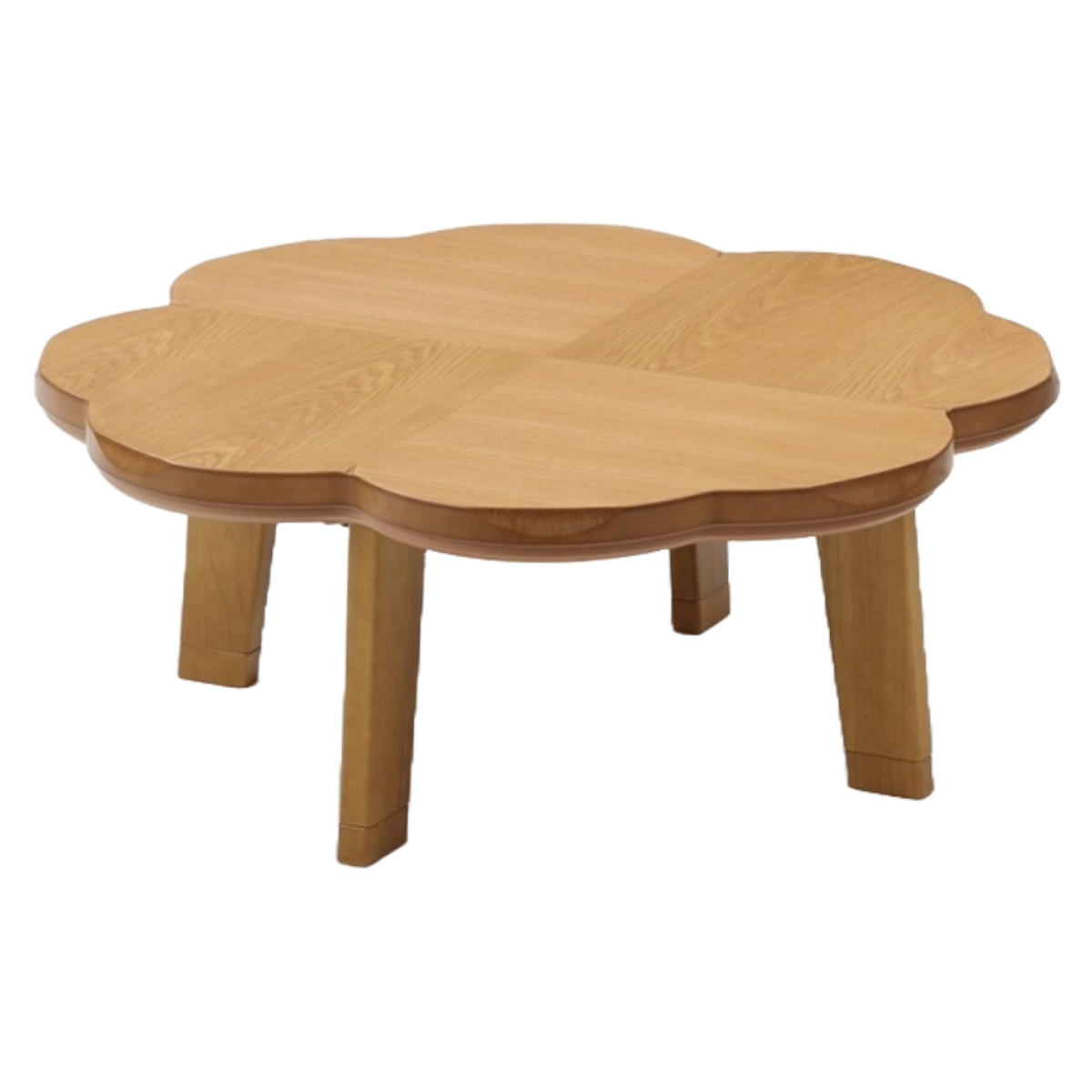 こたつテーブル 継ぎ脚 100×100cm ニュークローバー ( こたつ テーブル リビングテーブル ローテーブル クローバー型 高さ調節 36.5cm 40.5cm 継ぎ足 コタツ 天然木 木製 日本製 1年中 使える 座卓 おしゃれ ハロゲンヒーター )