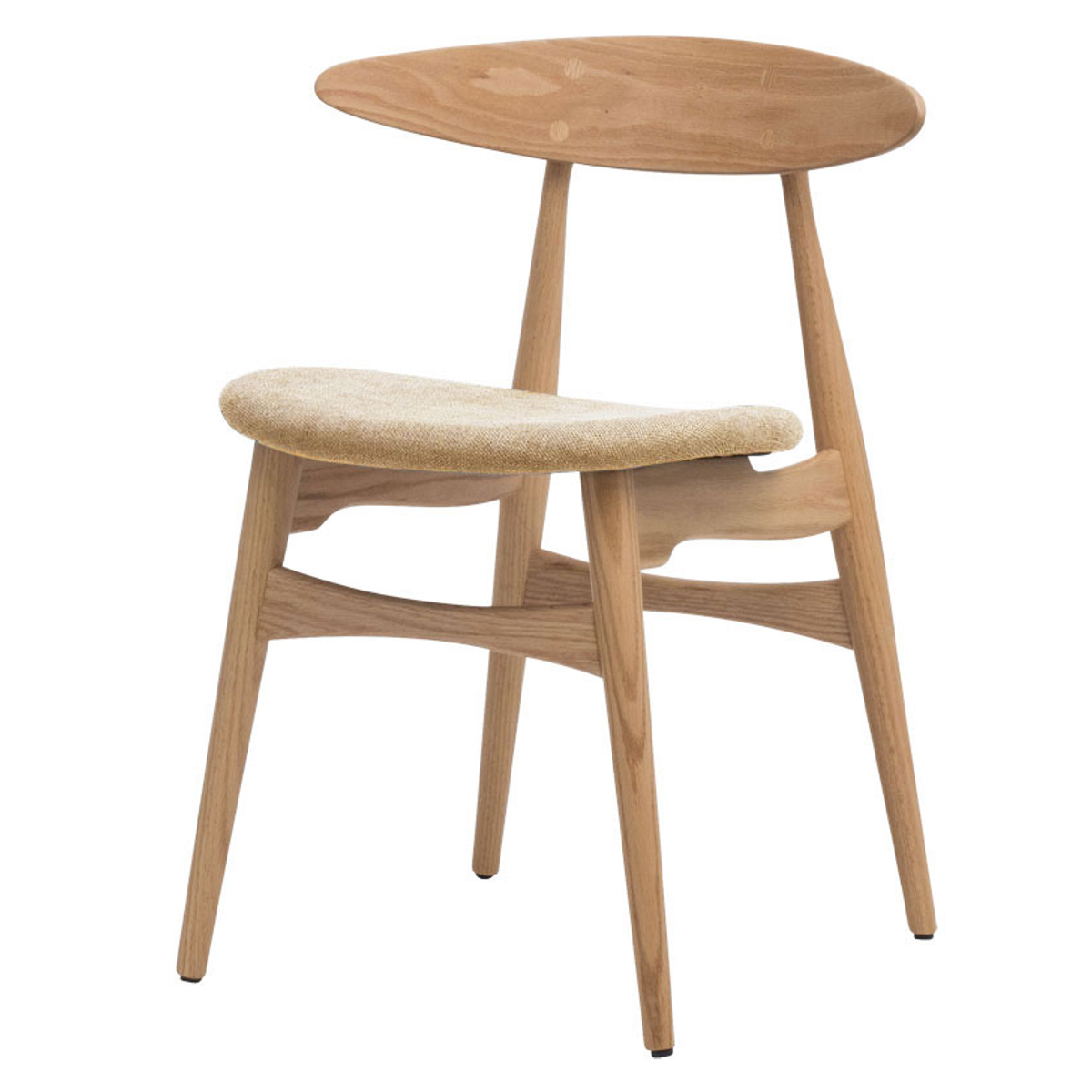 ダイニングチェア 座面高47cm レッドオーク 1542 ( チェア ダイニング イス 椅子 食卓椅子 完成品 木製 天然木 肘なし 背もたれ アーチ形状 ファブリック チェアー いす 食卓 リビング 木製椅子 リビングチェア ) 【ベージュ】 ベージュ