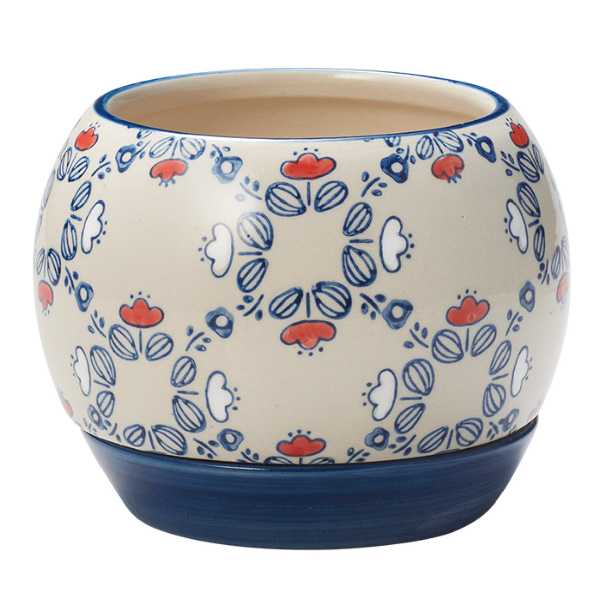 植木鉢 チェリッシュポット 3号用 ( フラワーポット プラントポット プランターポット 鉢 鉢植え 陶器 穴あり 水抜き穴 インテリア 植え替え おしゃれ 観葉植物 多肉植物 サボテン 園芸 3号鉢 受け皿付き ) 【ベージュ】 ベージュ