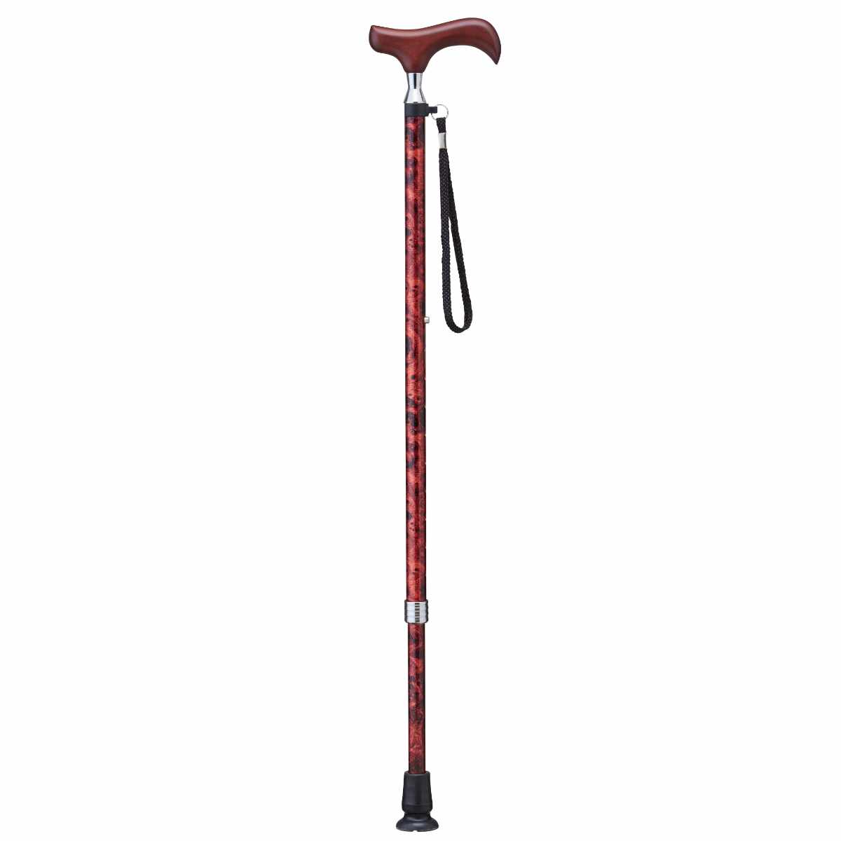 杖 伸縮タイプ 愛杖 Eシリーズ 花柄 アルミ スリムネック ( つえ ツエ 伸縮杖 長さ調節 自立 軽量 介護 歩行補助 高齢者 はな 介護用品 10段階調節 歩行 補助 リハビリ 衝撃吸収 転倒防止 ) 【木目】 木目