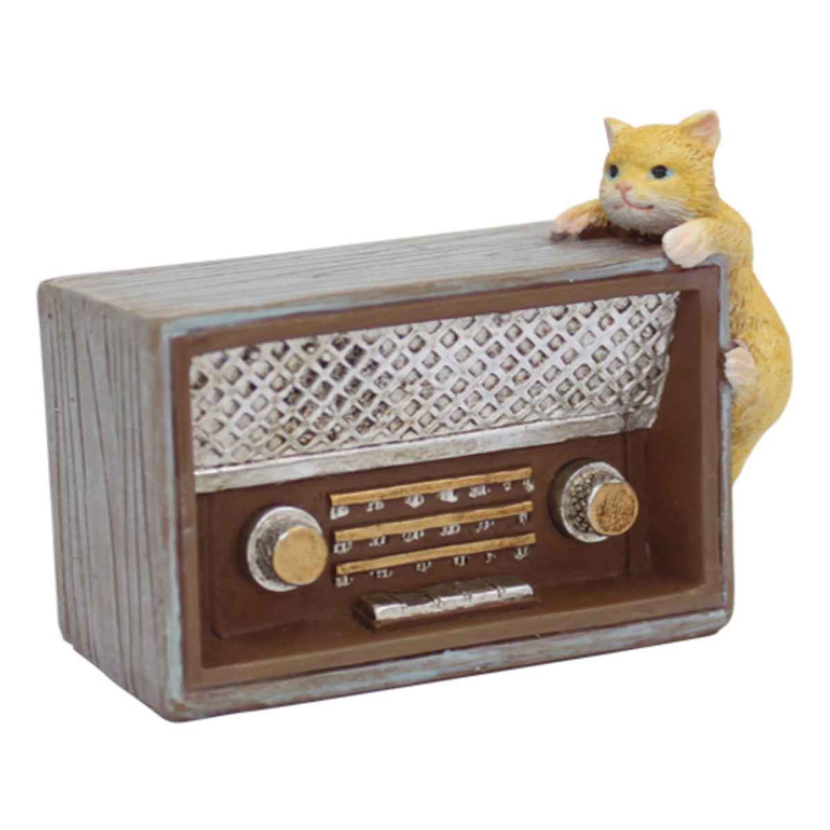 マスコット ネコ ラジオ 置物 （ オブジェ アニマル ねこ 猫 ミニ
