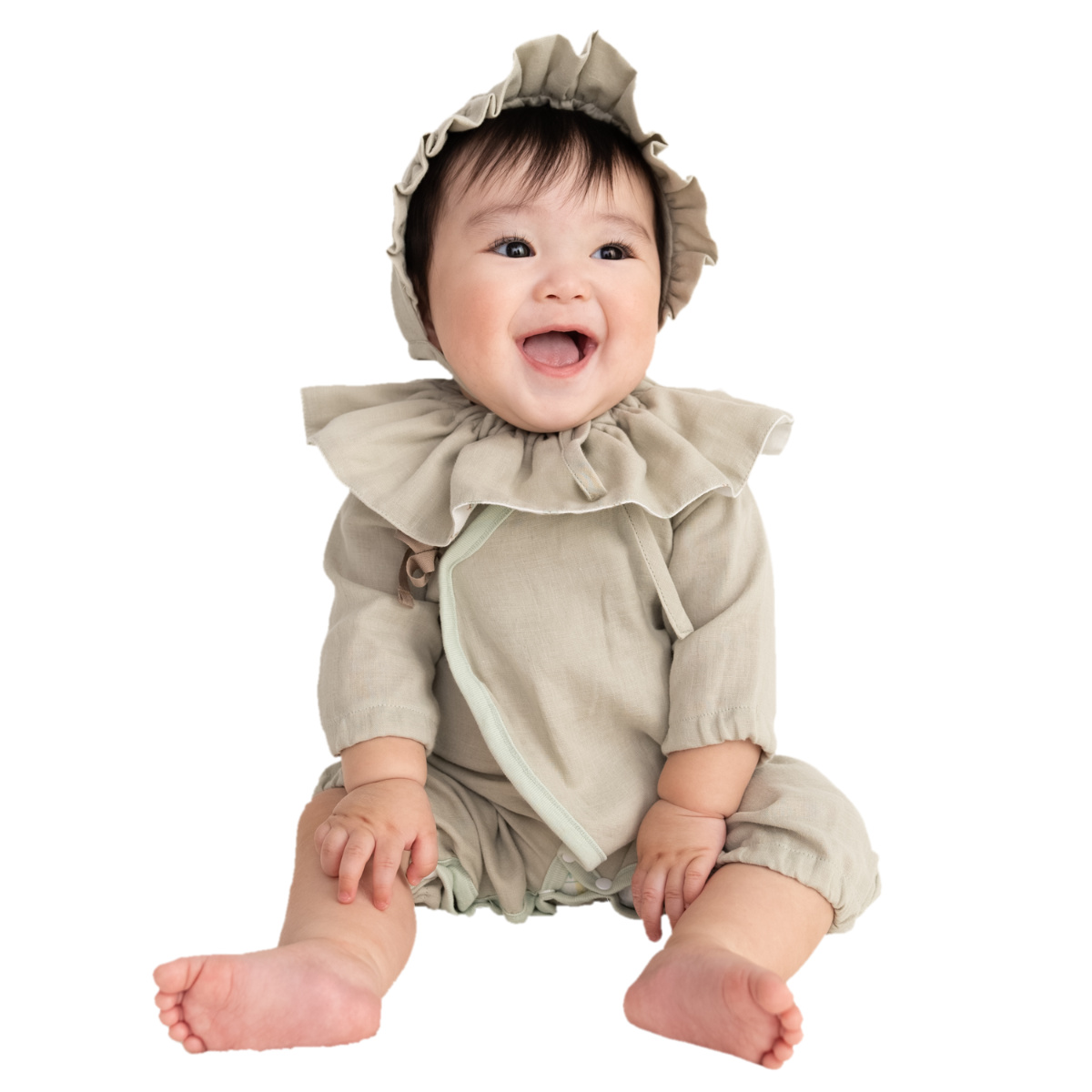 ギフトセット Lien de Famille はじめてのおめかし3点セット 出産祝い ( ギフト セット スタイ ボンネット 肌着 プレゼント 贈り物 お祝い おしゃれ 日本製 よだれかけ ベビー帽子 産着 ベビー 赤ちゃん 女の子 男の子 )【 グリーン 】 グリーン