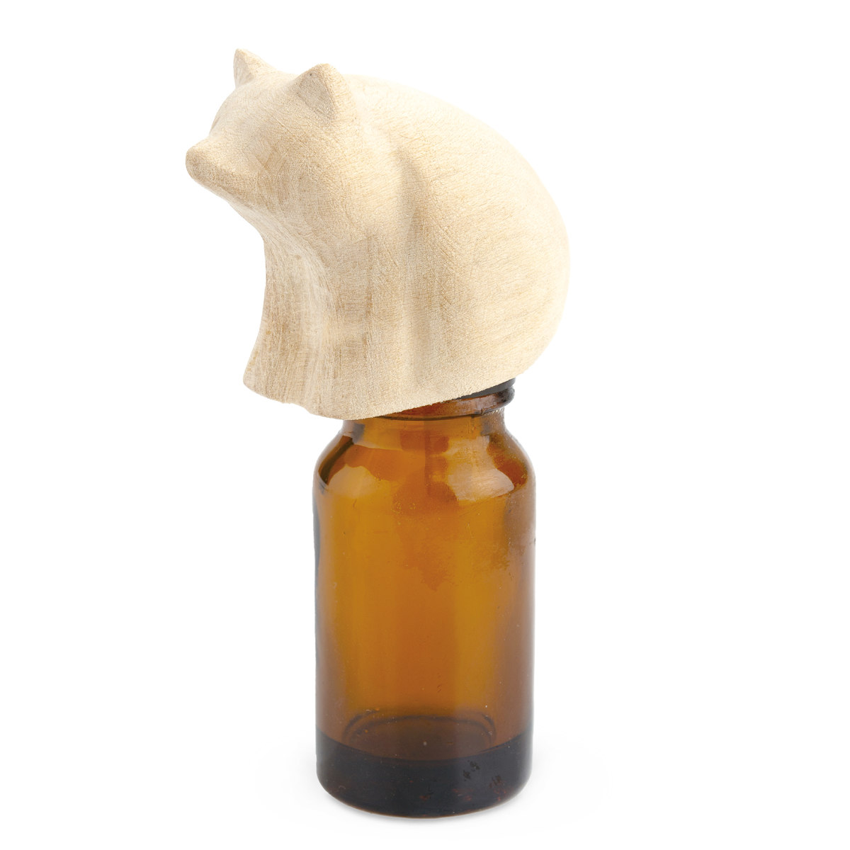 アニマルエッセンシャルオイルキャップ アロマオイル ( アロマキャップ 蓋 フタ 天然木 遮光瓶付き ガラス瓶 アロマ 香り 遮光瓶 ディフューザー フレグランスオイル エッセンシャルオイル 動物 かわいい インテリア おしゃれ ) 【ベアー】 ベアー