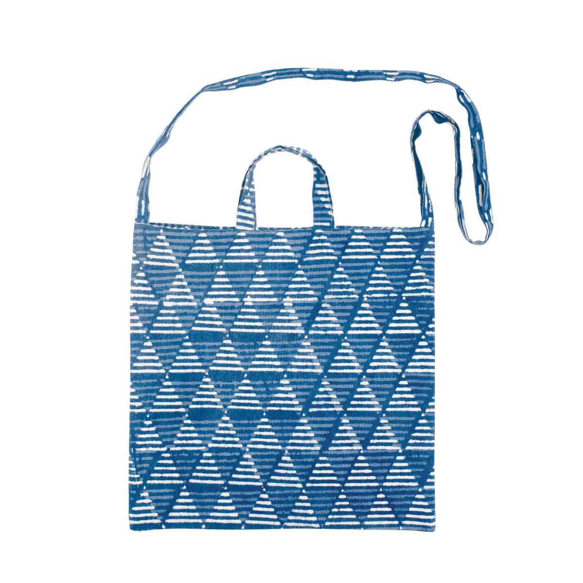 エコバッグ 2WAY 折り畳み 肩掛け 手持ち ( サブバッグ レジ袋 買い物袋 鞄 かばん 折りたたみ 柄 綿 バッグ 買い物バッグ ショッピングバッグ ショルダーバッグ コンパクト おしゃれ 藍染 ) 【トライアングル】 トライアングル