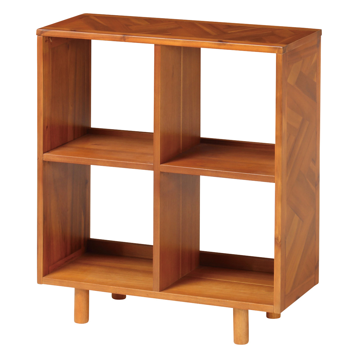 オープンラック 幅70cm 2段 寄木突板 ヴィンテージ調 HENT ( ヘント 棚 幾何学柄 ラック A4対応 収納 天然木 木製 家具 シェルフ 飾り棚 本棚 書棚 )