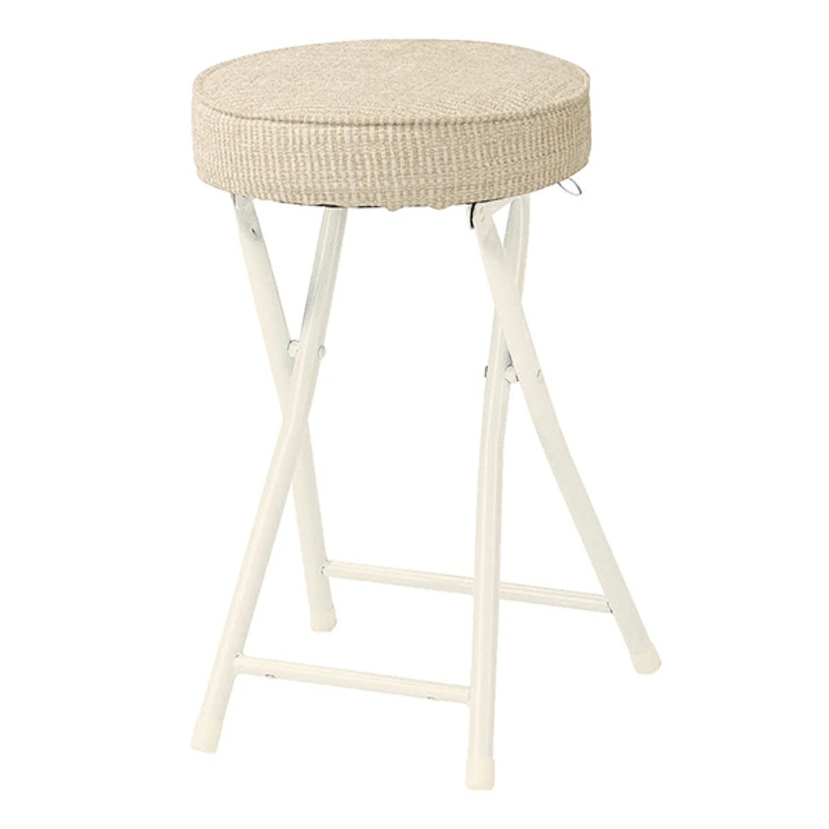 スツール 4脚セット 高さ約50cm フォールディングスツール 折りたたみ椅子 ( ファブリック 布 丸 ラウンド 椅子 セット 折りたたみイス 座面ロック 来客用 キッチンチェア 50センチ おしゃれ ) 【ベージュ】 ベージュ