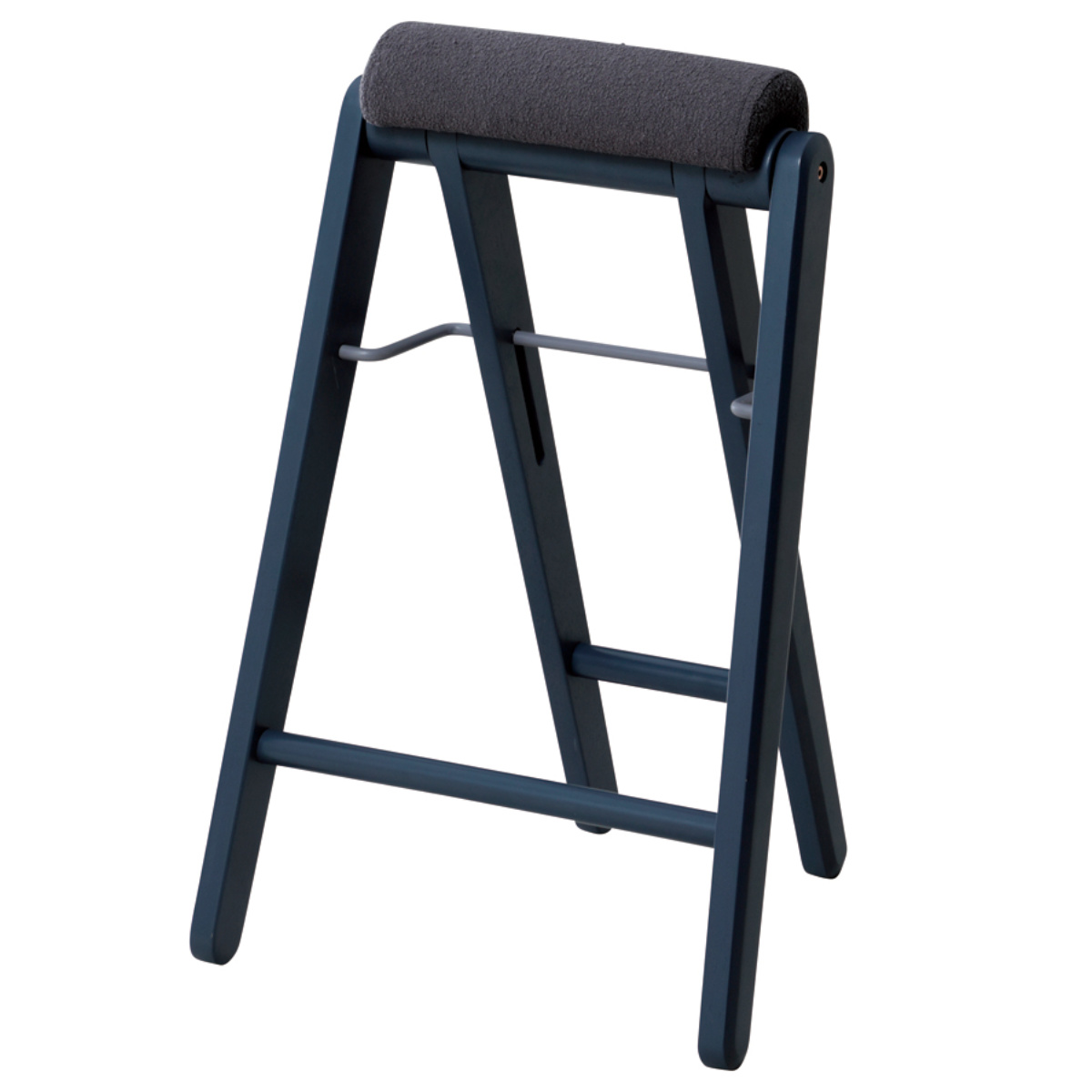 スツール 高さ64cm 折りたたみ ハイスツール ティット ( 腰掛け キッチン チェア スリム 木製 天然木 シンプル 北欧 モダン おしゃれ コンパクト収納 ) 【ネイビー】 ネイビー