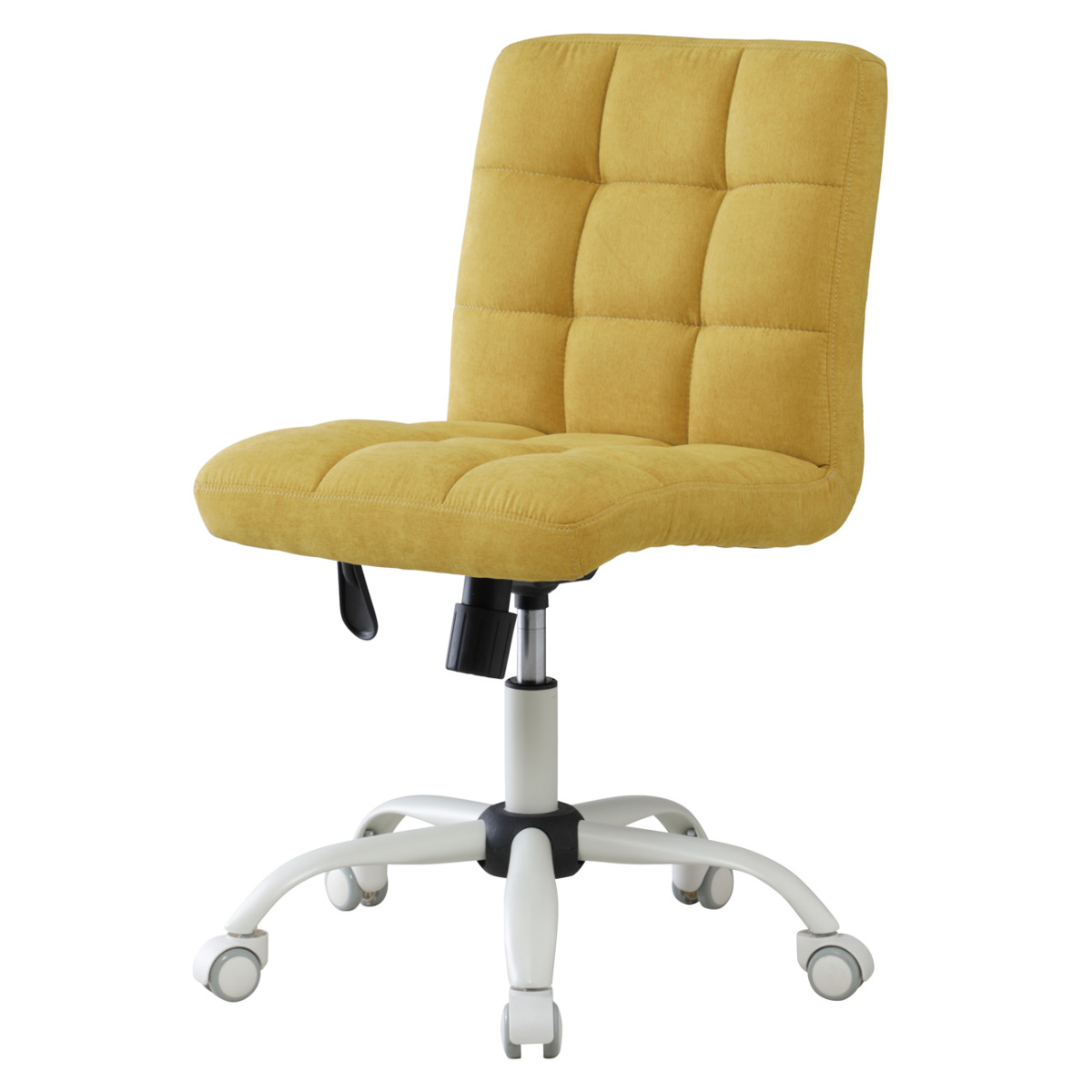 デスクチェア 昇降式 座面高43~53cm ハニー ホームチェア ( チェア 椅子 ファブリック 高さ調節 キャスター付き ワークチェア キルティング シンプル おしゃれ 大人 女子 高級感 ) 【マスタード】 マスタード