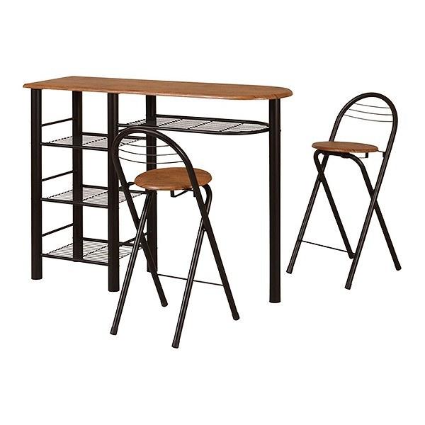 ハイテーブル 3点セット スチールフレーム ハイチェア2脚 ( ダイニングテーブル ダイニングセット カウンター テーブル カウンターチェア セット 椅子 イス いす チェアー ダイニングチェアー 食卓 折りたたみチェア ) 【ブラック】 ブラック