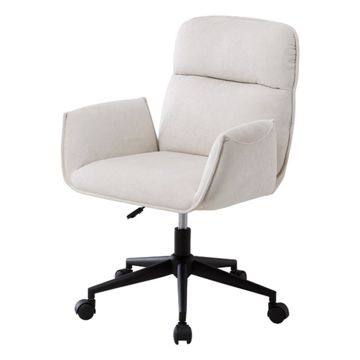 デスクチェア 座面高41~49cm 回転 昇降式 パソコンチェア カレット ( オフィスチェア ワークチェア 高さ調節 肘掛け ファブリック キャスター付き PCチェア イス 椅子 会社 オフィス 在宅 アームチェア ) 【アイボリー】 アイボリー