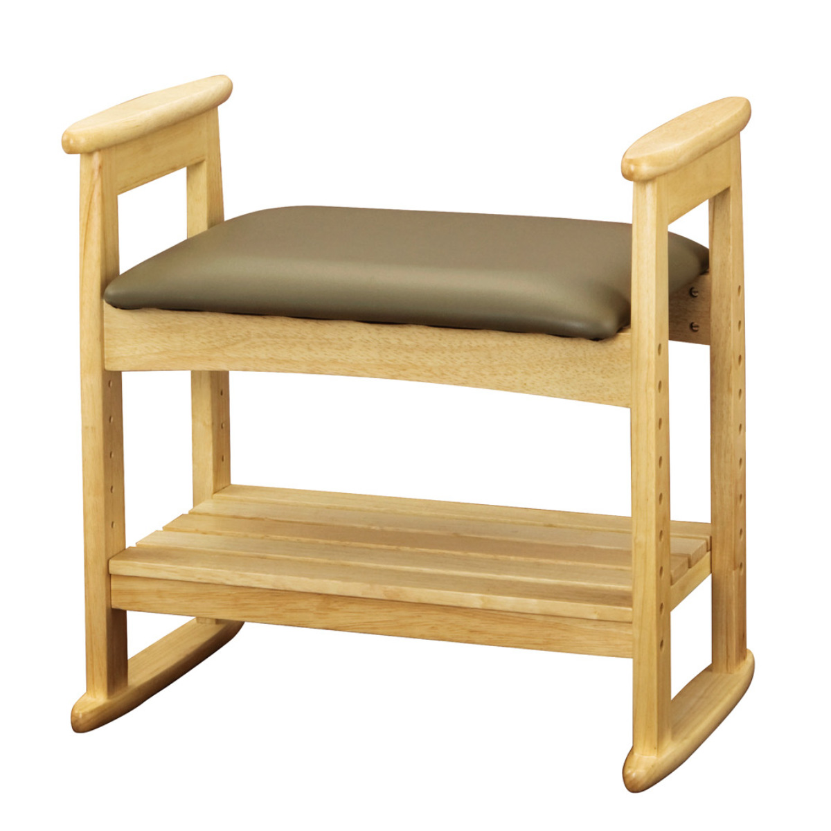 肘付きスツール 座面高35~41cm 高さ調節可 天然木 立ち上がりサポート 玄関・和室用 補助椅子 ( 高さ調節 玄関 チェア イス 腰掛け 立ち上がり補助椅子 肘掛け付き 畳 座敷 収納 ラック 立ち上がり 敬老 プレゼント ) 【ナチュラル】 ナチュラル