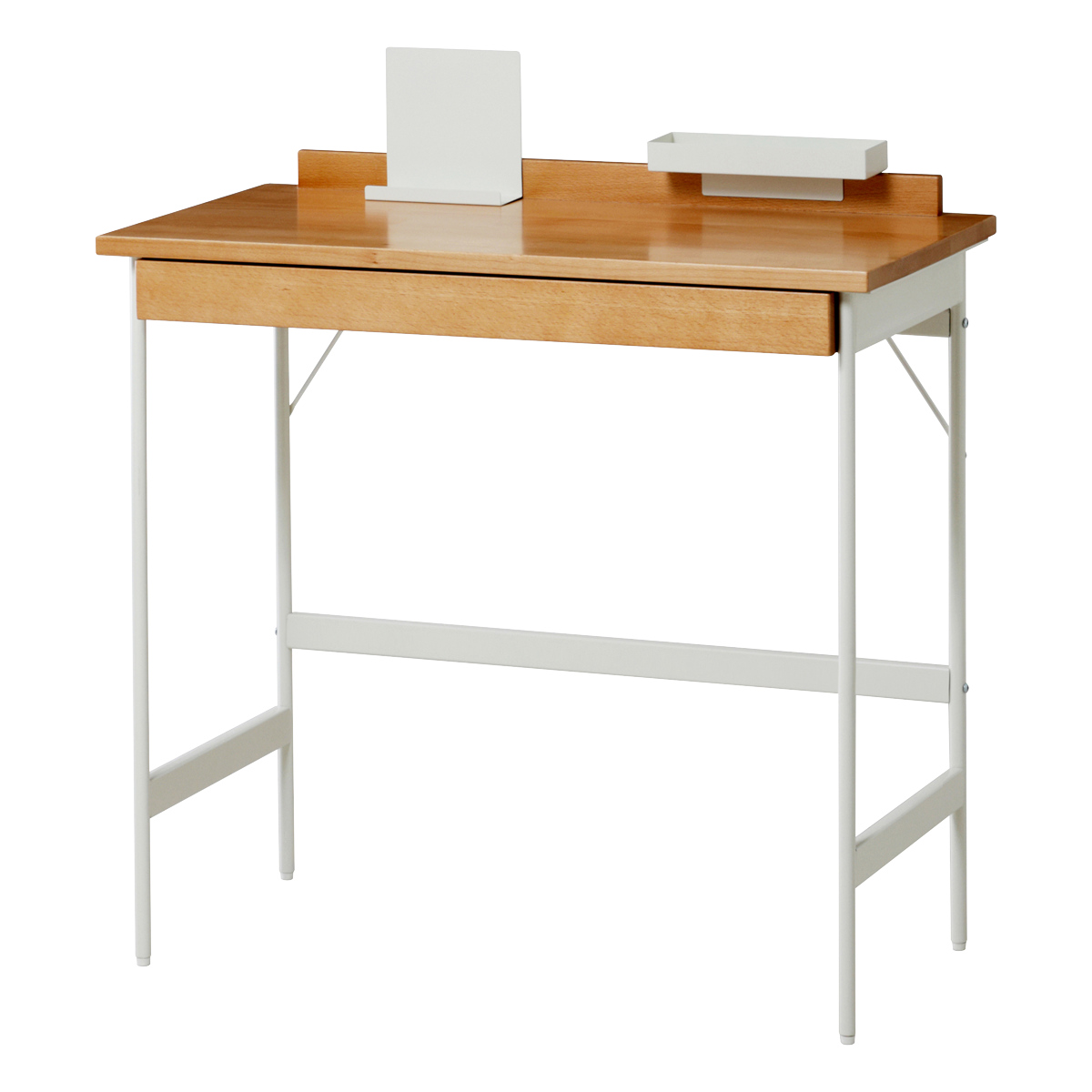 Mash デスク 幅80cm 引き出し付き 天然木 木目調 ホームデスク リヴ ( パソコンデスク コンパクト 木製 学習デスク 机 勉強机 引き出し リビング学習 スリム リビングデスク シンプルデスク PCデスク トレー スタンド 付き 奥行40 )