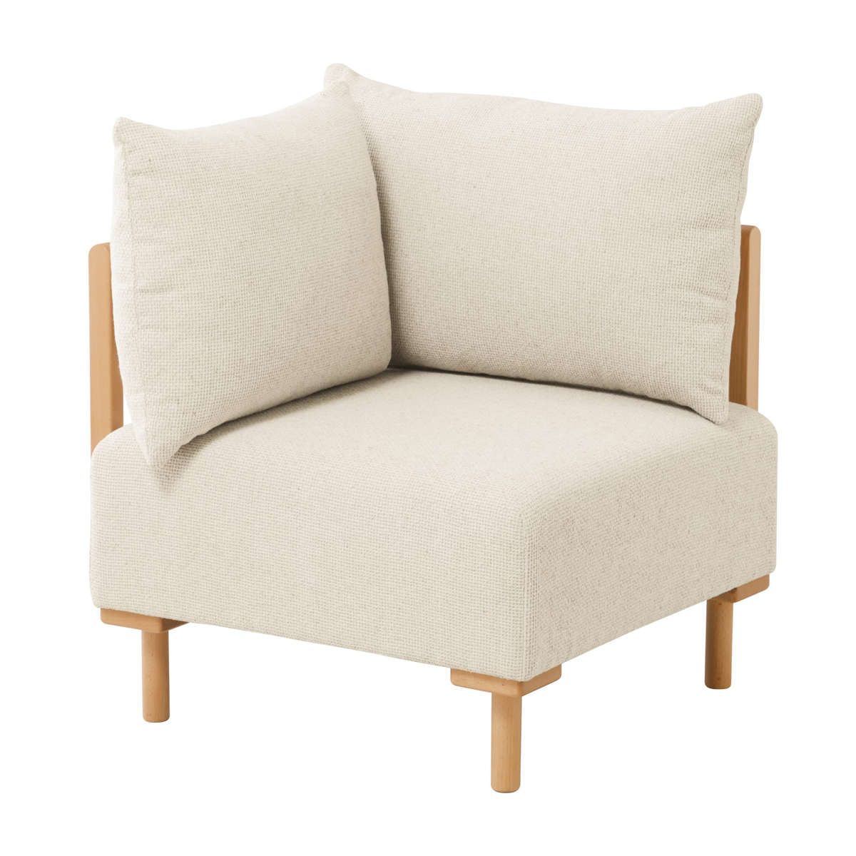 コーナーソファ 幅68cm 1人掛け 組み合わせ おしゃれ SELF セルフ Mash ( ソファ コンパクト 脚 取り外し 天然木 木製 フレーム ローソファ リビングソファ 和室 レイアウト 自由 フロアソファ ファブリック 完成品 片肘 ソファー ) 【アイボリー】 アイボリー