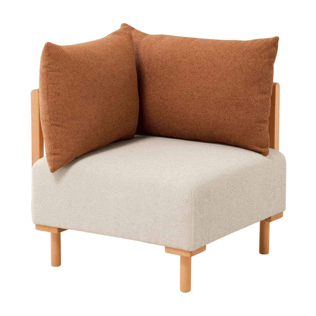 コーナーソファ 幅68cm 1人掛け 組み合わせ おしゃれ SELF セルフ Mash ( ソファ コンパクト 脚 取り外し 天然木 木製 フレーム ローソファ リビングソファ 和室 レイアウト 自由 フロアソファ ファブリック 完成品 片肘 ソファー ) 【テラコッタオレンジ】 テラコッタオレンジ