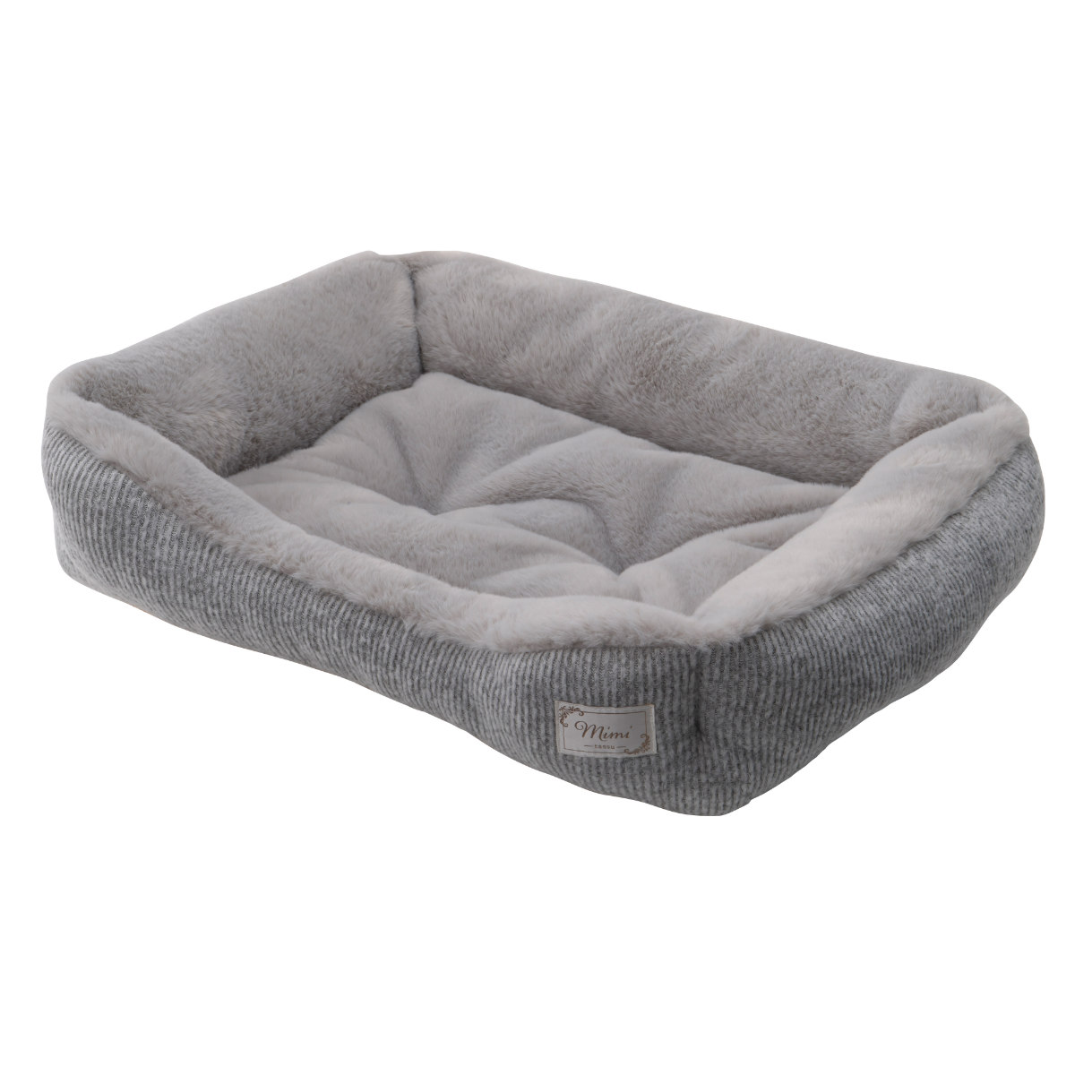 ペット ベッド スクエアベッドL mimi タッス ( ペット用 スクエア型 犬 猫 シンプル オシャレ 室内 ペット用品 Lサイズ 犬用 猫用 あたたかい ペットソファ ペットクッション 滑り止め ) 【グレー】 グレー