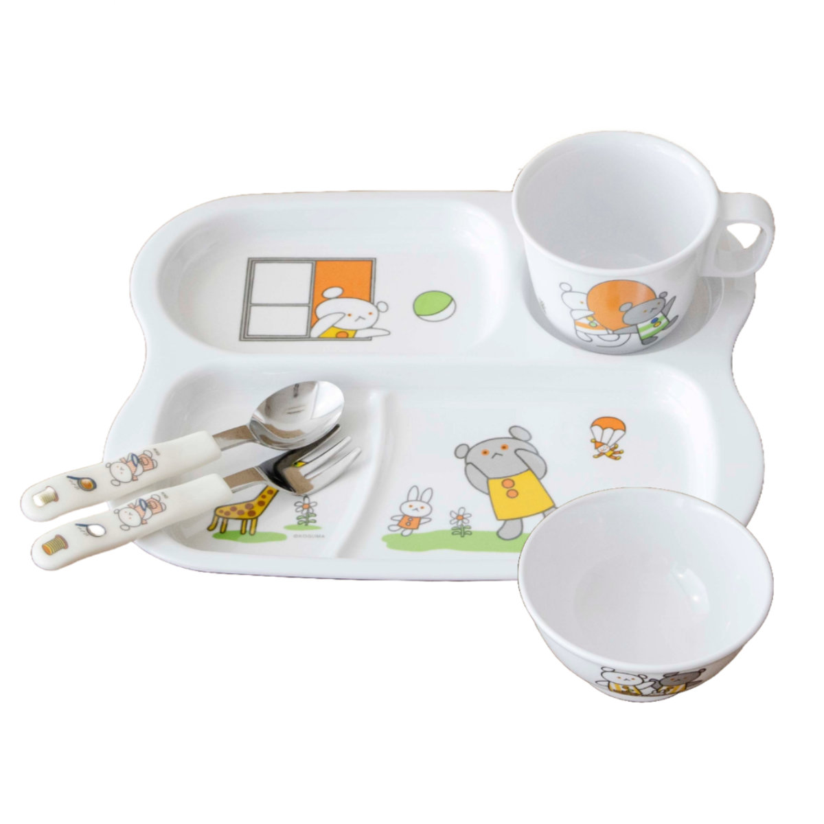 ランチプレート ランチプレートセット こぐまちゃん ( 食洗機対応 メラミン 子ども 子供 キッズ プレート 皿 お皿 フォーク スプーン コップ 茶碗 飯椀 キャラクター かわいい カトラリー おしゃれ )