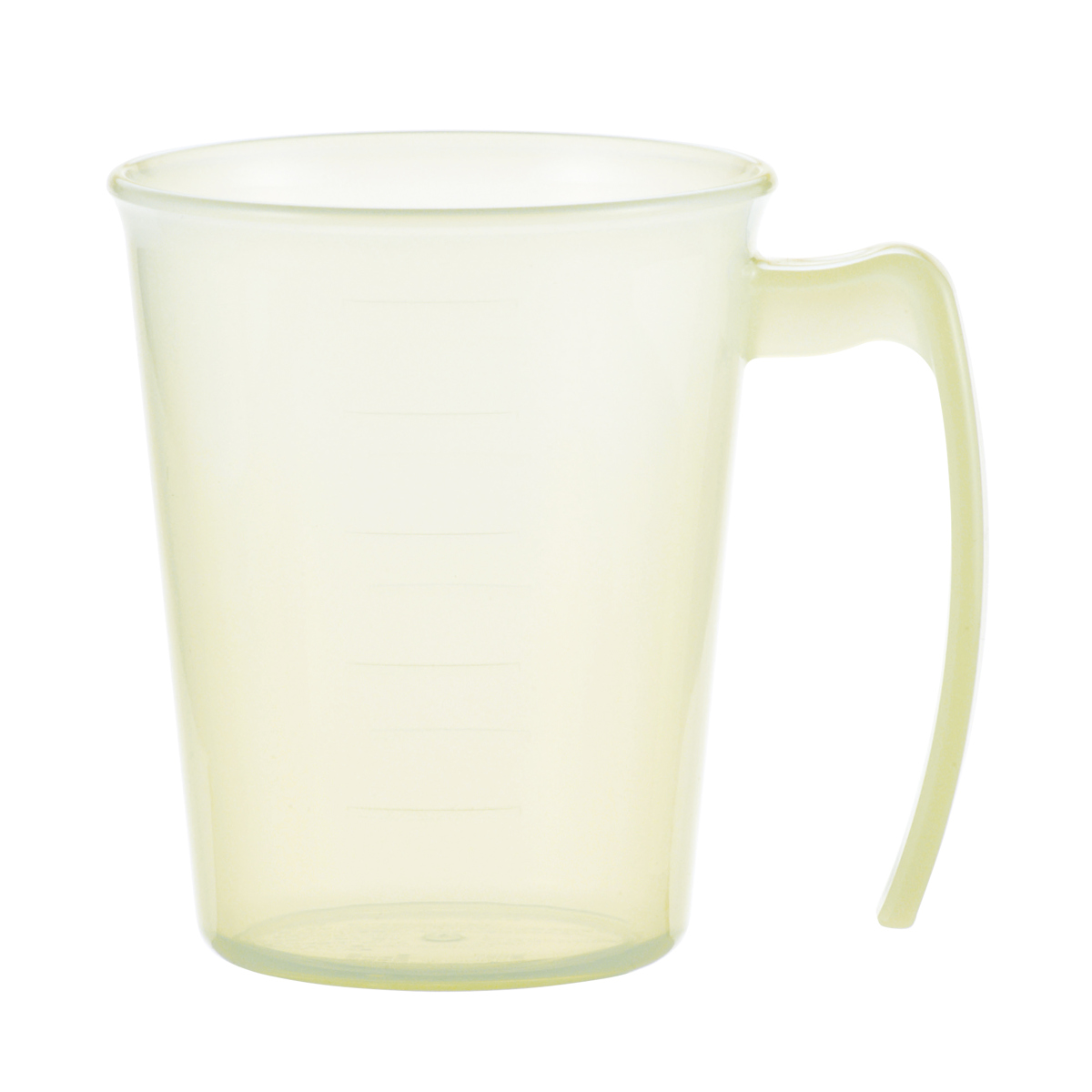 コップ 手付 スタッキングコップ 持ち手付き 300ml 目盛り付き 日本製 ( 電子レンジ対応 食洗機対応 目盛付き 取手付き 介護用品 食事補助 食器 カップ 抗菌 軽量 プラスチック製 安心 ) 【イエロー】 イエロー