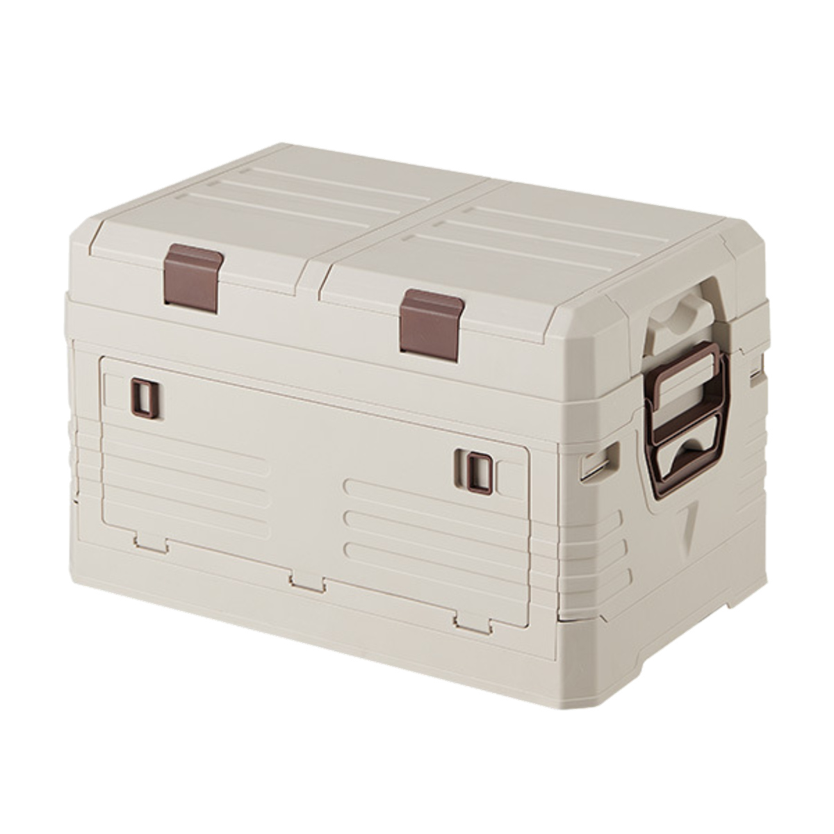 収納ボックス 2WAYオープン コンテナ S 折りたたみ 幅47.5×奥行29.5×高さ30.5cm ( 収納ケース 収納 ボックス 前開き 折りたたみコンテナ 積み重ね ふた付き スタッキング プラスチック ストッカーアウトドア ) 【アイボリー】 アイボリー