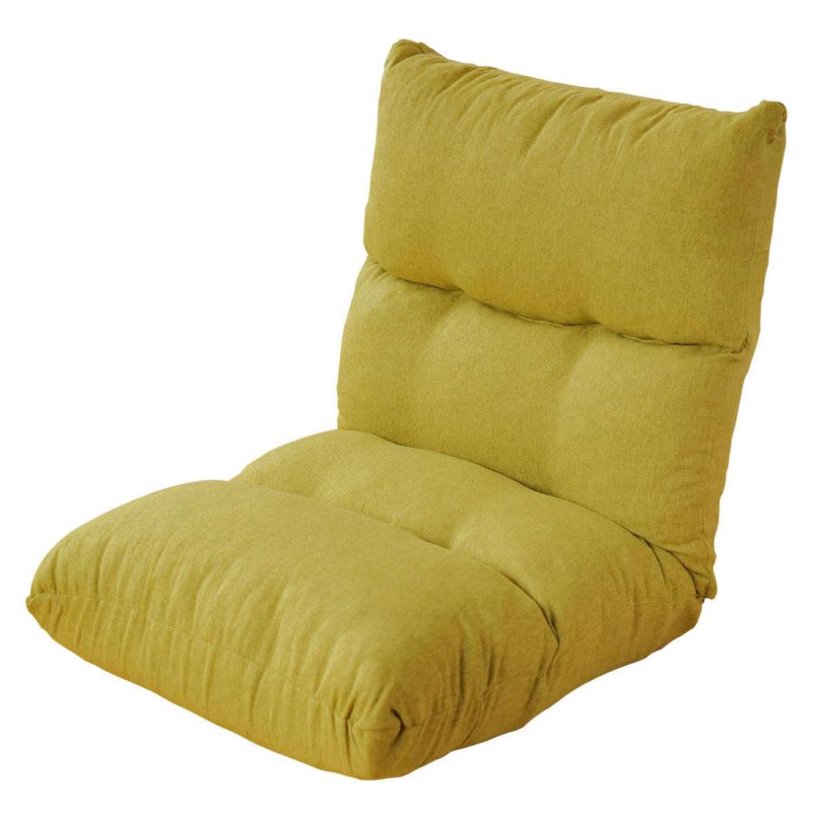 座椅子 幅47cm リクライニング 14段階 高反発 ウレタン ファブリック ( コンパクト 座いす 座イス チェア フロアチェア 1人掛け へたりにくい フラット 北欧風 ) 【グリーン】 グリーン