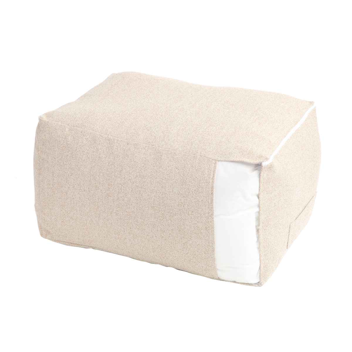 布団収納袋 シングル+毛布 掛け布団用 窓付き 2個セット ( 布団 収納 ふとん ケース ファブリック クローゼット収納 コンパクト こたつ布団 fab container 持ち手付き 洋服 保管 おしゃれ 収納ケース 毛布 衣類 押し入れ ) 【ベージュ】 ベージュ