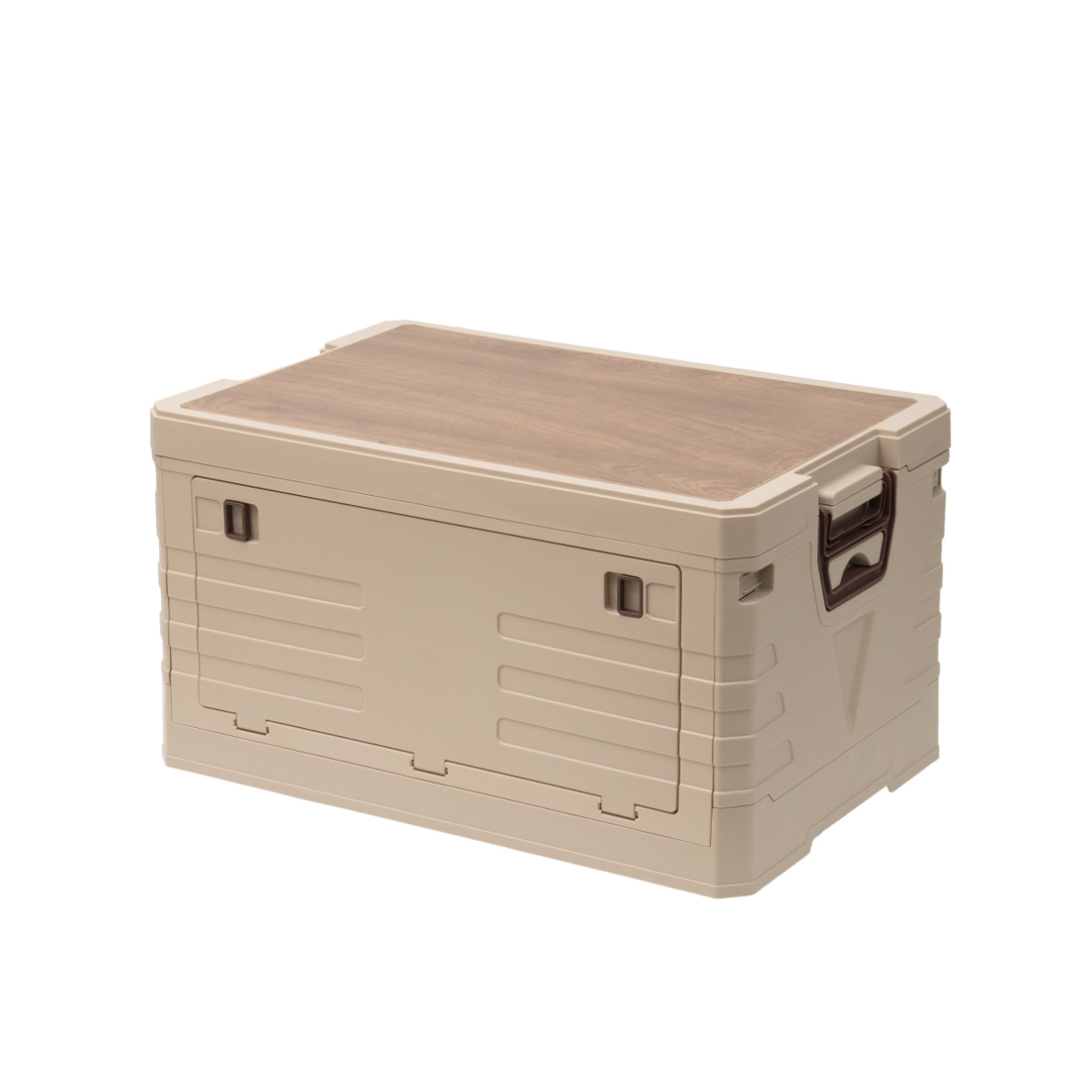 天板付コンテナボックス S 収納ボックス ( 収納ケース 収納 ボックス 前開き 折りたたみコンテナ コンパクト 積み重ね ふた付き 天板付き 取り外し テーブル スタッキング プラスチック ストッカー アウトドア ) 【ブラウン】 ブラウン