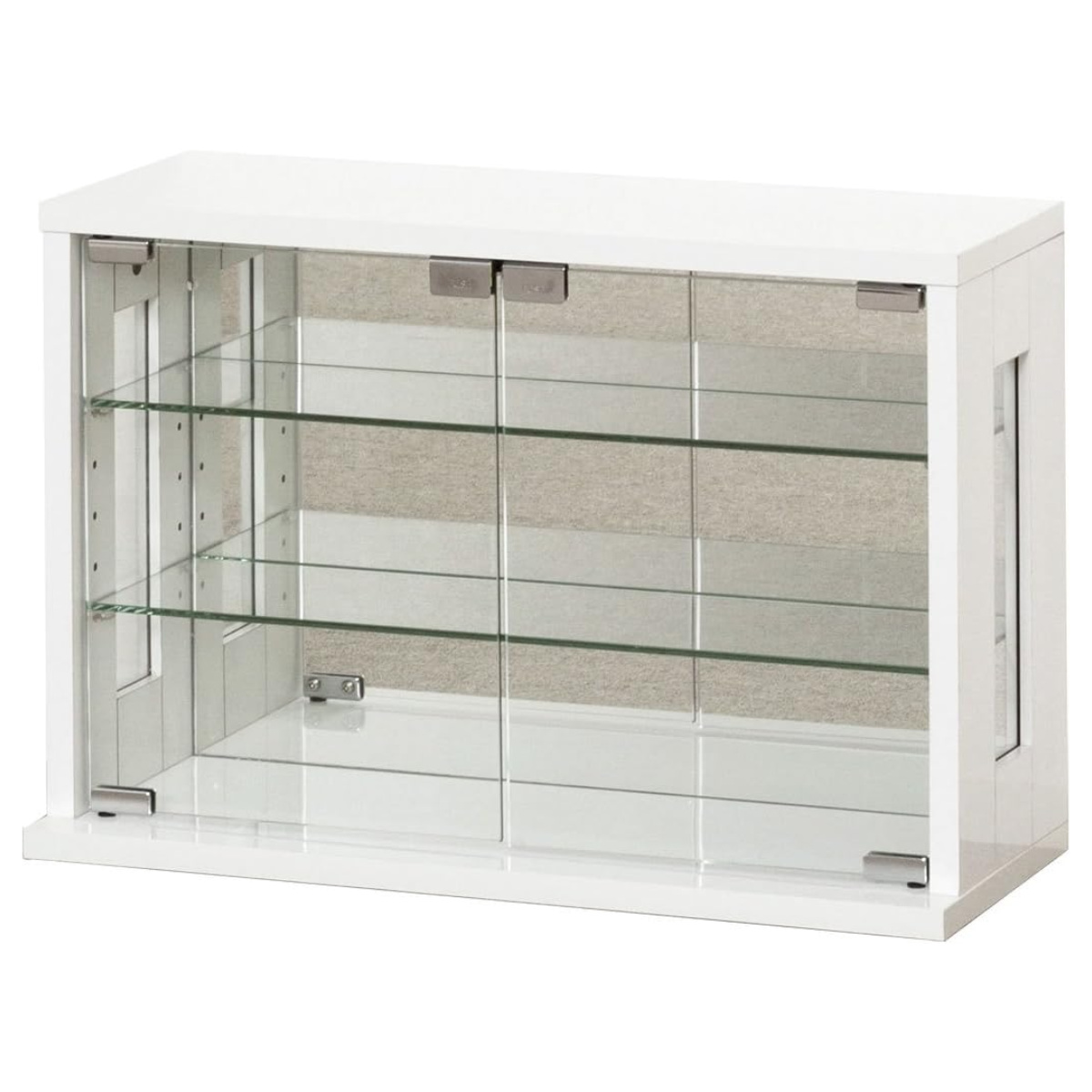 卓上コレクションケース 幅60cm 横型 ガラス ( コレクションラック 卓上 収納 ディスプレイケース ガラス扉 飾り棚 フィギュア フィギュアケース 透明 ケース ガラス棚 背面ミラー ホワイト ダークブラウン ) 【ホワイト】 ホワイト