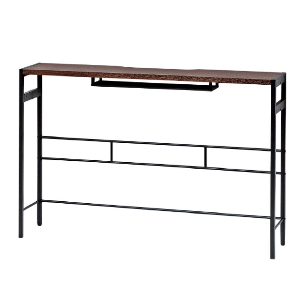 モニターテーブル 幅125cm デュアルモニター対応 モニタースタンド ( テーブル デスク 机 奥行25cm スリム 2段階 高さ調節 モニター2台設置 パソコンデスク 配線収納付き スチールフレーム アジャスター付き リモートワーク ゲーム ) 【ダークブラウン】 ダークブラウン