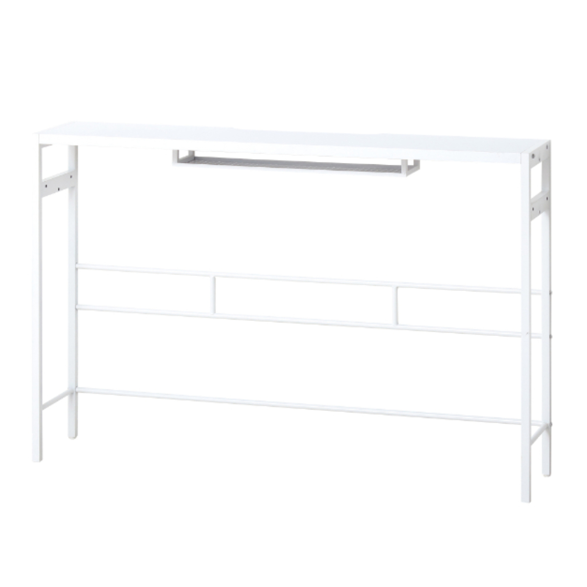 モニターテーブル 幅125cm デュアルモニター対応 モニタースタンド ( テーブル デスク 机 奥行25cm スリム 2段階 高さ調節 モニター2台設置 パソコンデスク 配線収納付き スチールフレーム アジャスター付き リモートワーク ゲーム ) 【ホワイト】 ホワイト