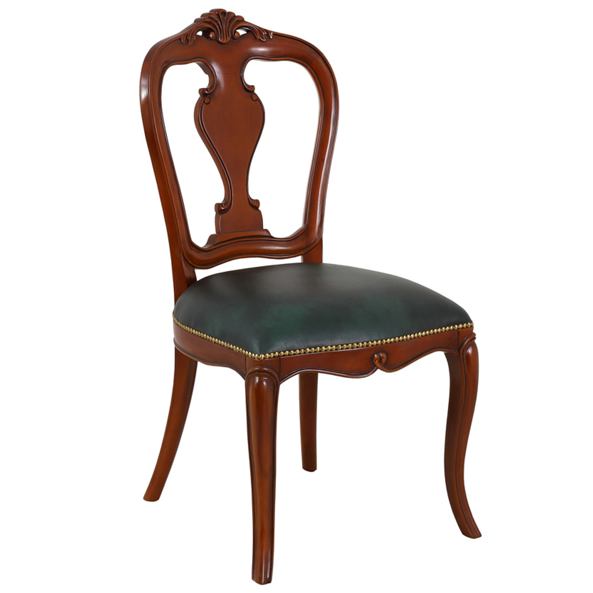 ダイニングチェア 座面高49cm 猫脚 ヴァーサ 完成品 ( チェア ダイニング イス 椅子 食卓椅子 木製 天然木 肘なし アンティーク調 座面 広い レザー調 チェアー いす 食卓 リビング 木製椅子 リビングチェア マホガニー )