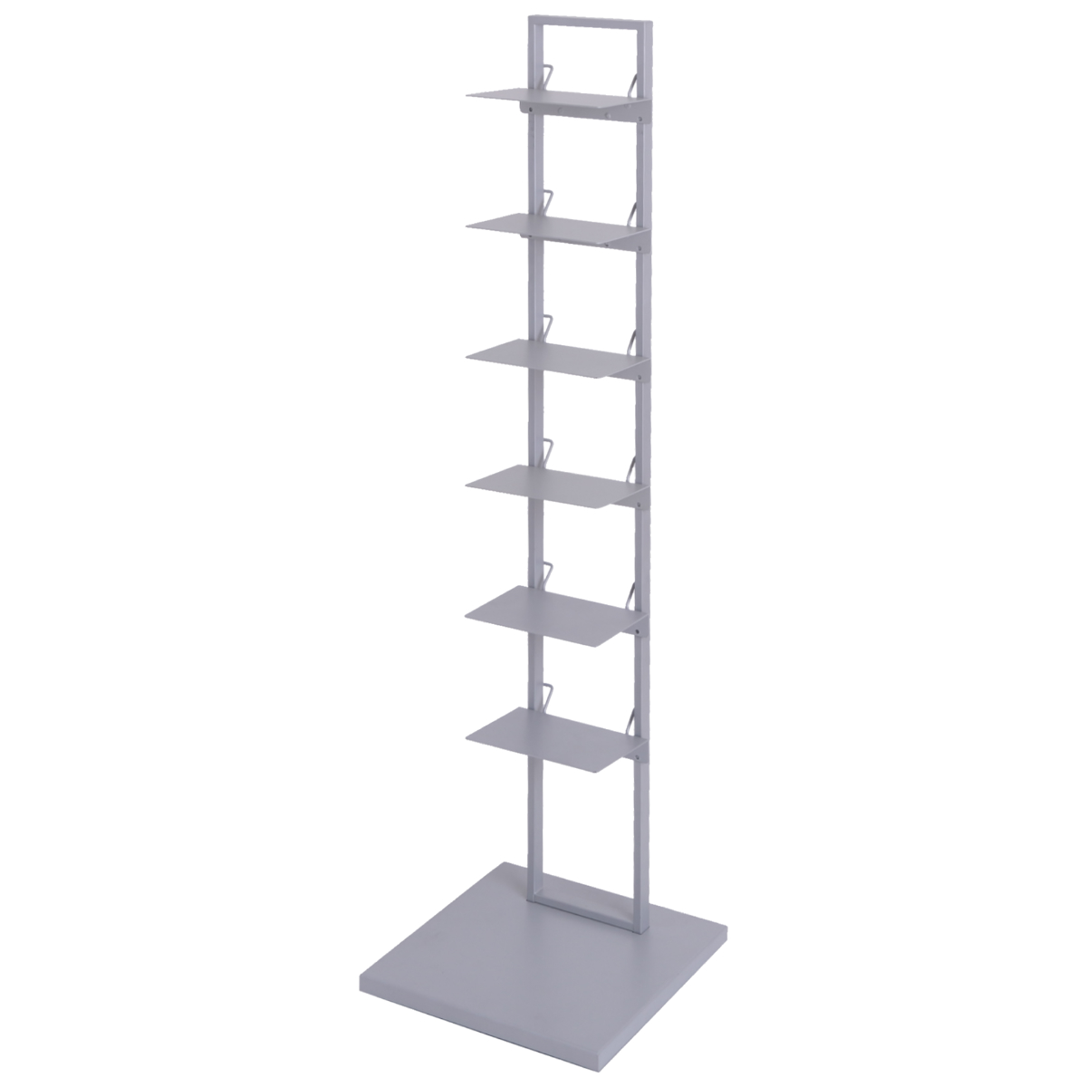 ブックタワー 幅30cm キャスター付き 高さ110cm 積読 つんどく ( マガジンラック ブックシェルフ 6段 本棚 ラック 収納 スリム スチール 可動棚 インテリア ディスプレイ 高さ調節 隠しキャスター ブラック グレー ) 【グレー】 グレー