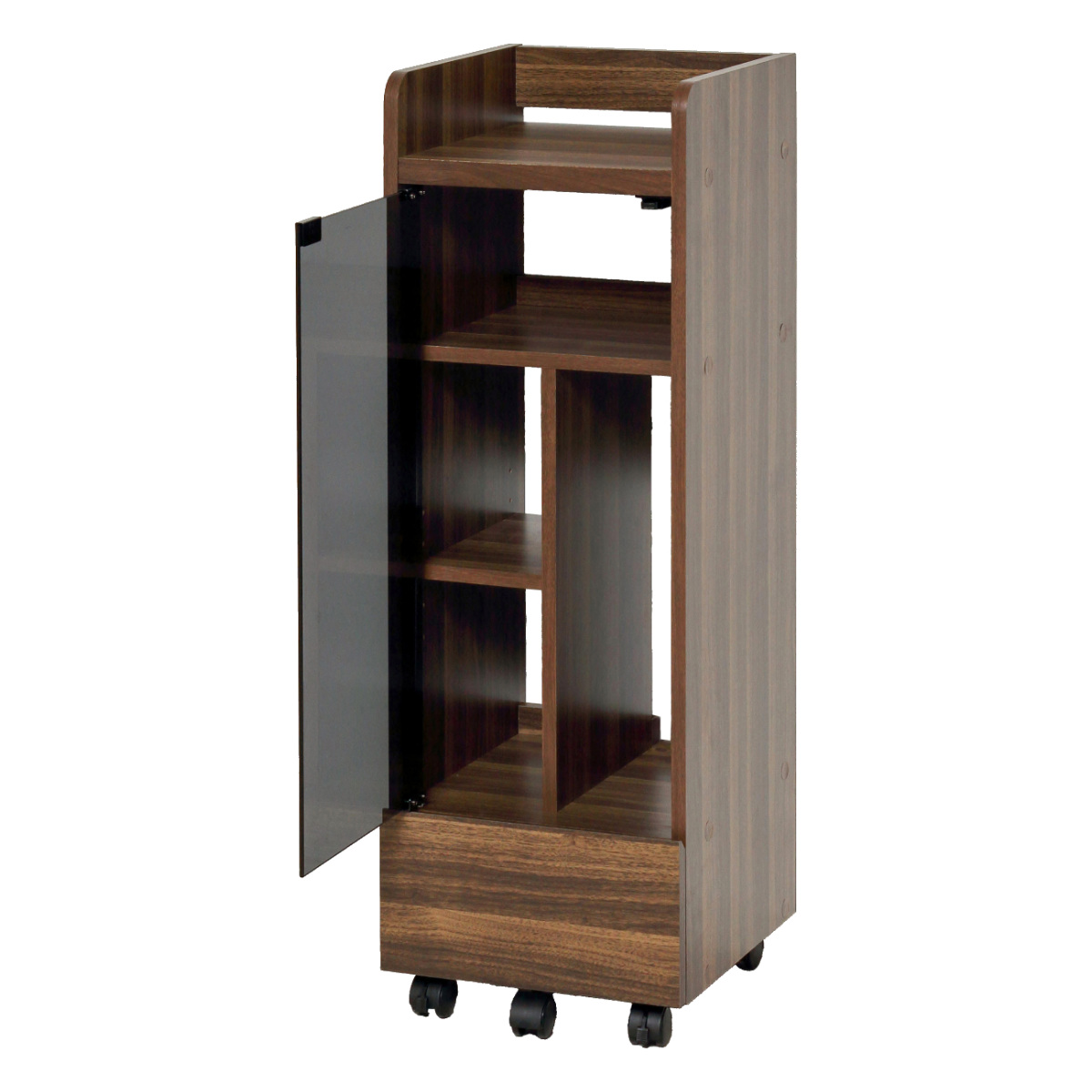 ゲーム機ラック 幅32cm スリム キャスター付き ( ゲーム機収納 ラック 棚 充電スタンド PS5対応 ゲームラック ゲーミング ゲーム機 ブラウン ブラック 引出し すき間 ) 【ブラウン】 ブラウン